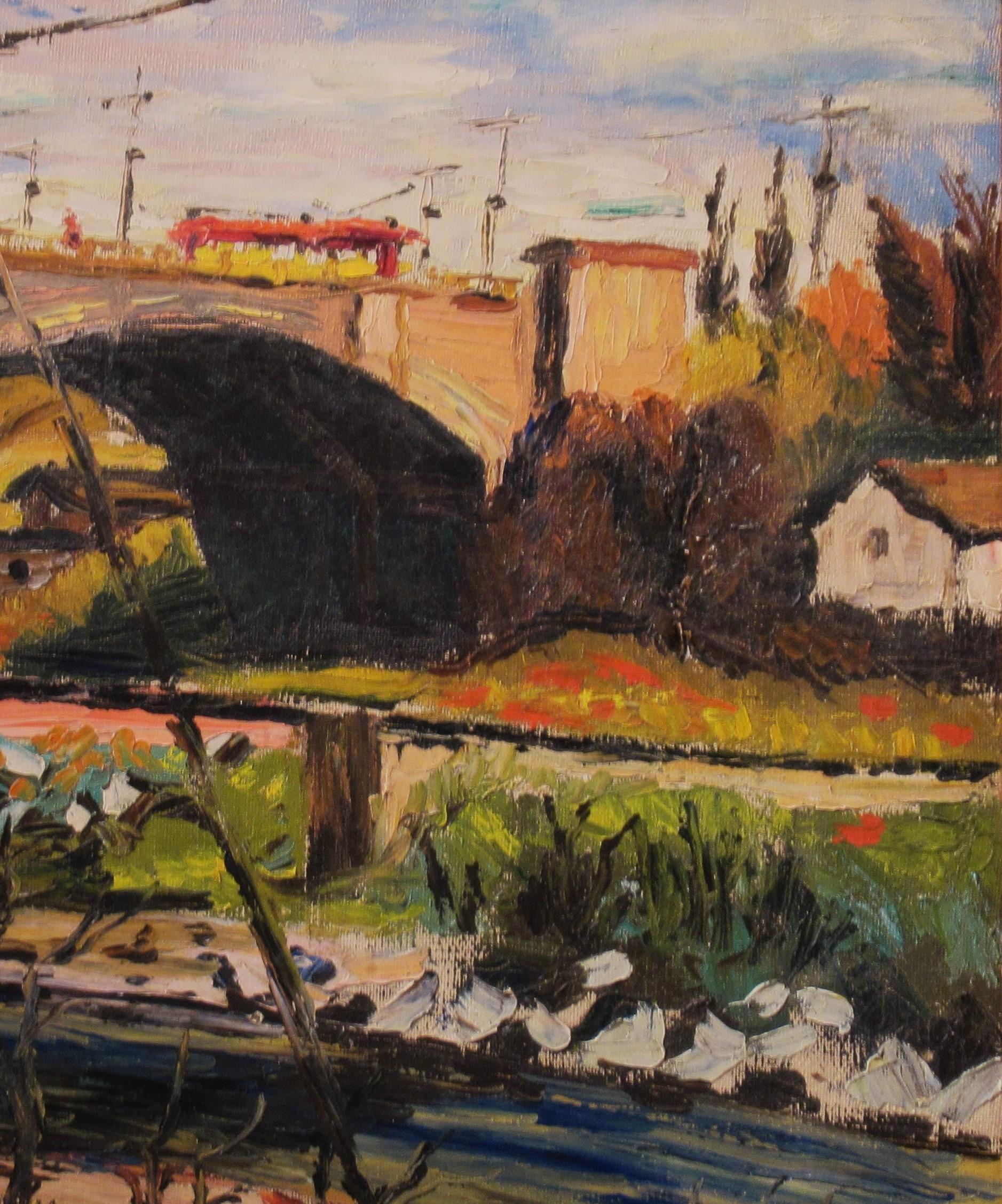 Under the Bridge - American Impressionist Painting by Bert Pumphrey