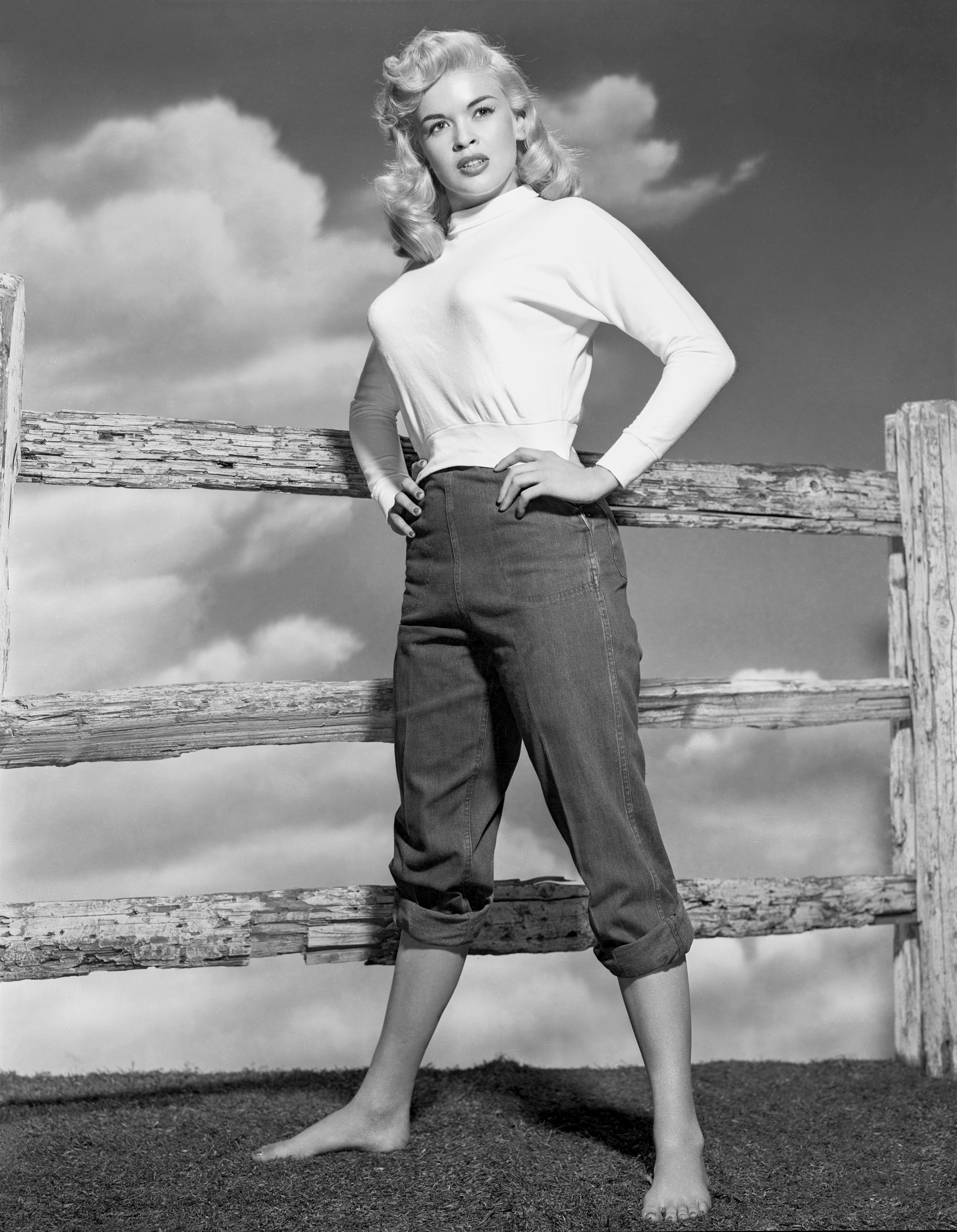 Bert Six Black and White Photograph - Jayne Mansfield Full Length with Fence Fine Art Print