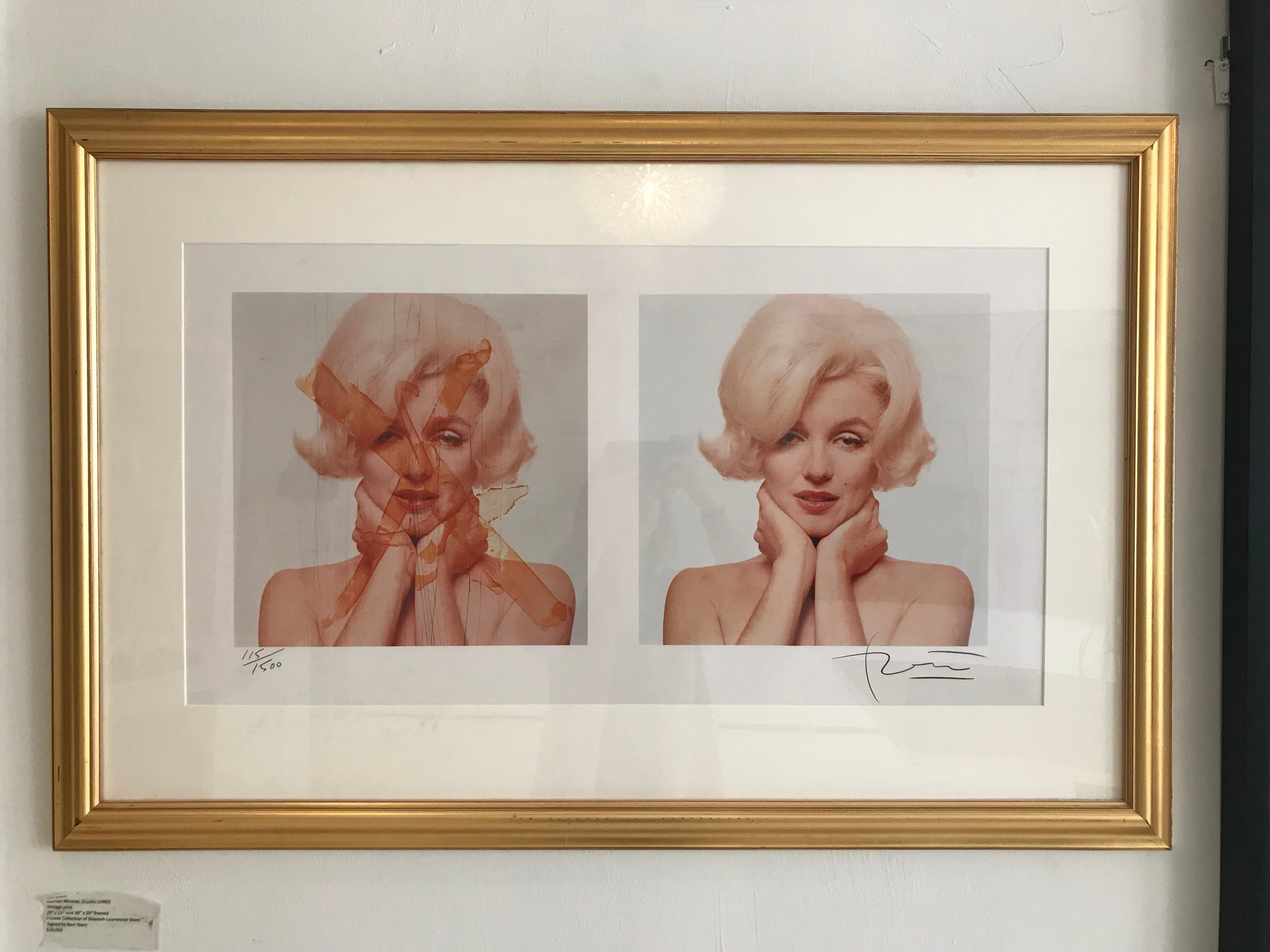 from the estate of Bert Stern Marilyn Monroe the last sitting signed by Stern  gold frame museum glass