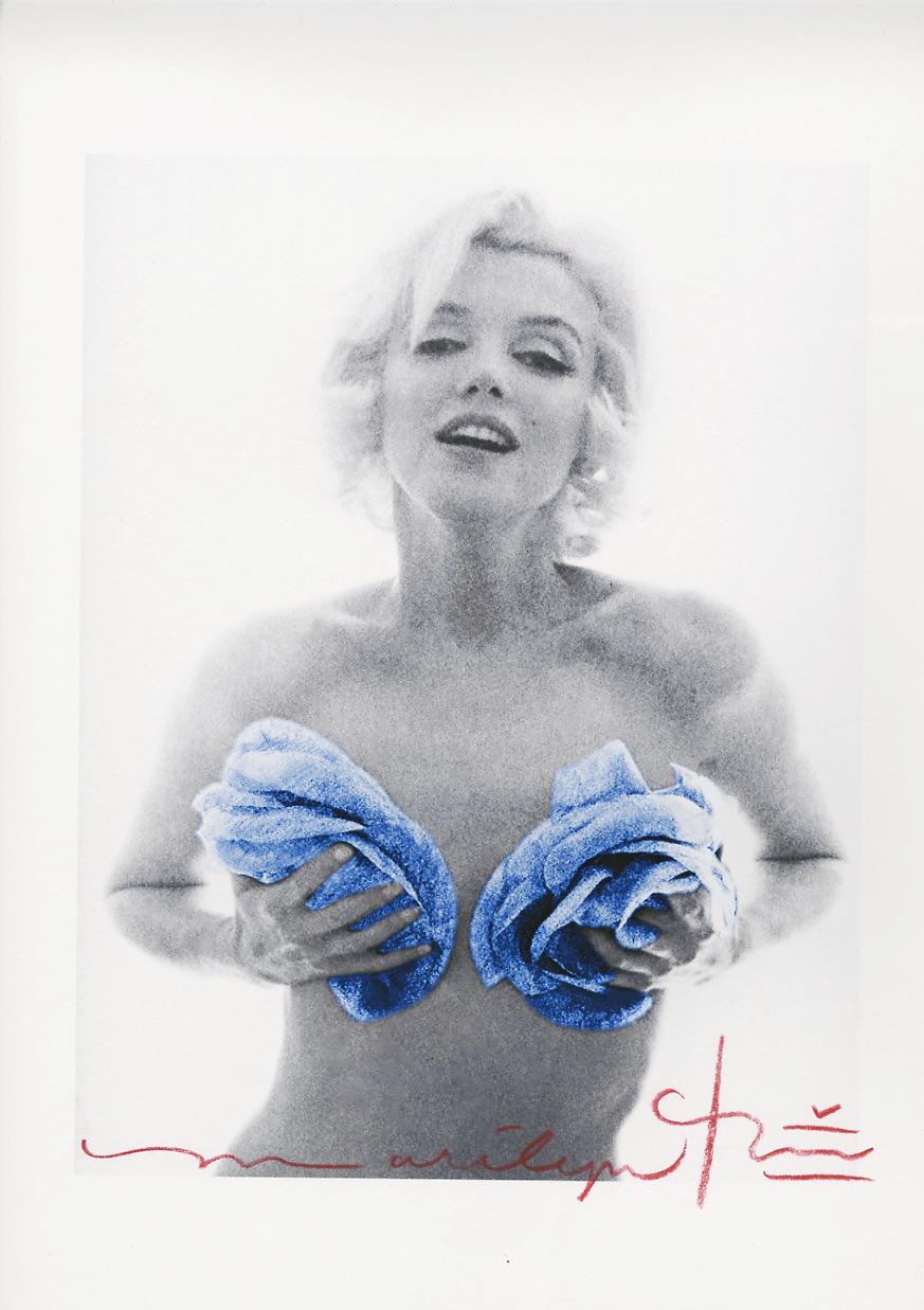 Bert Stern Portrait Photograph - Bert stern "Marilyn Monroe gold Blue wink Roses"