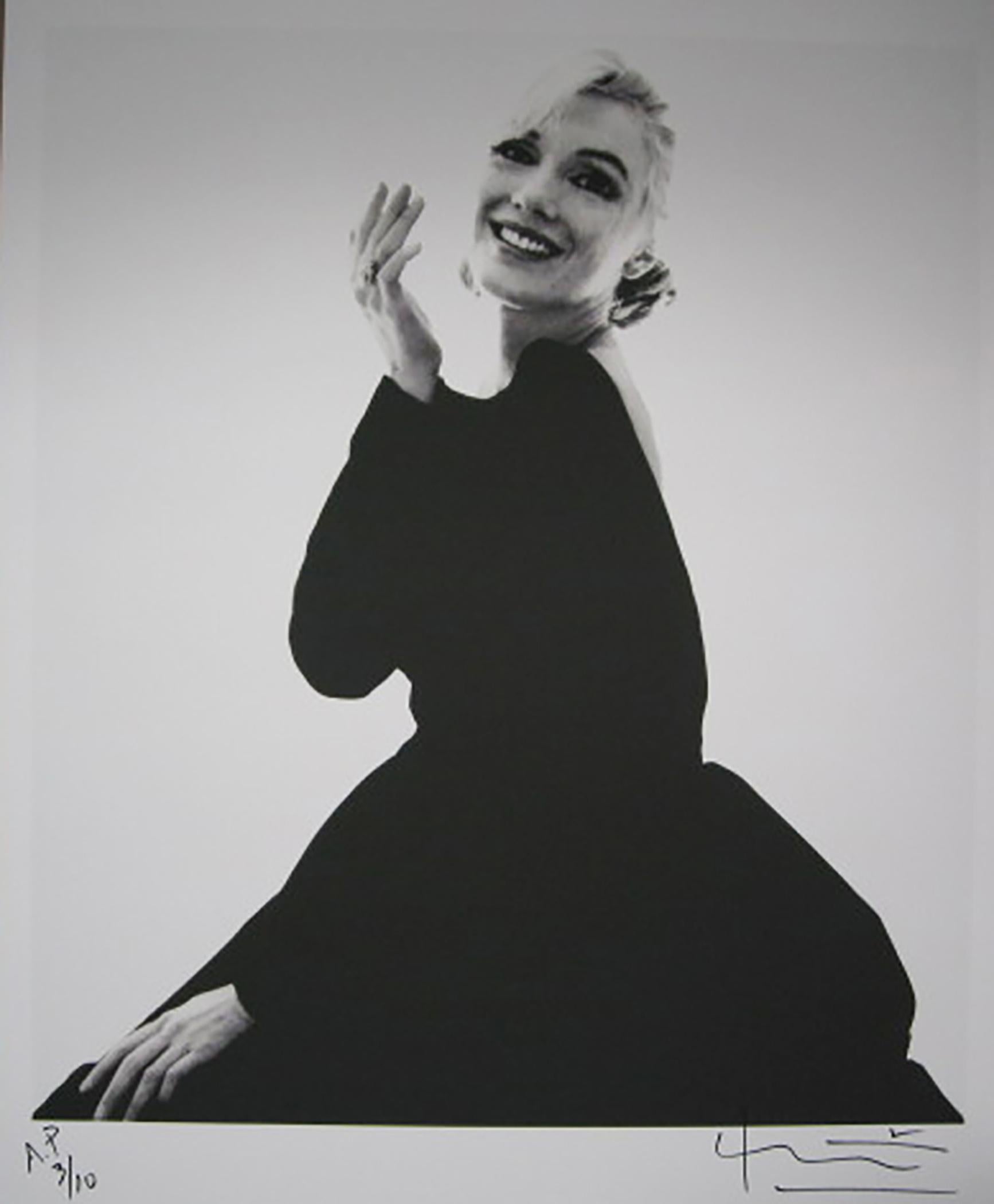 Bert stern Marilyn smiling at you in black dress - Photograph by Bert Stern