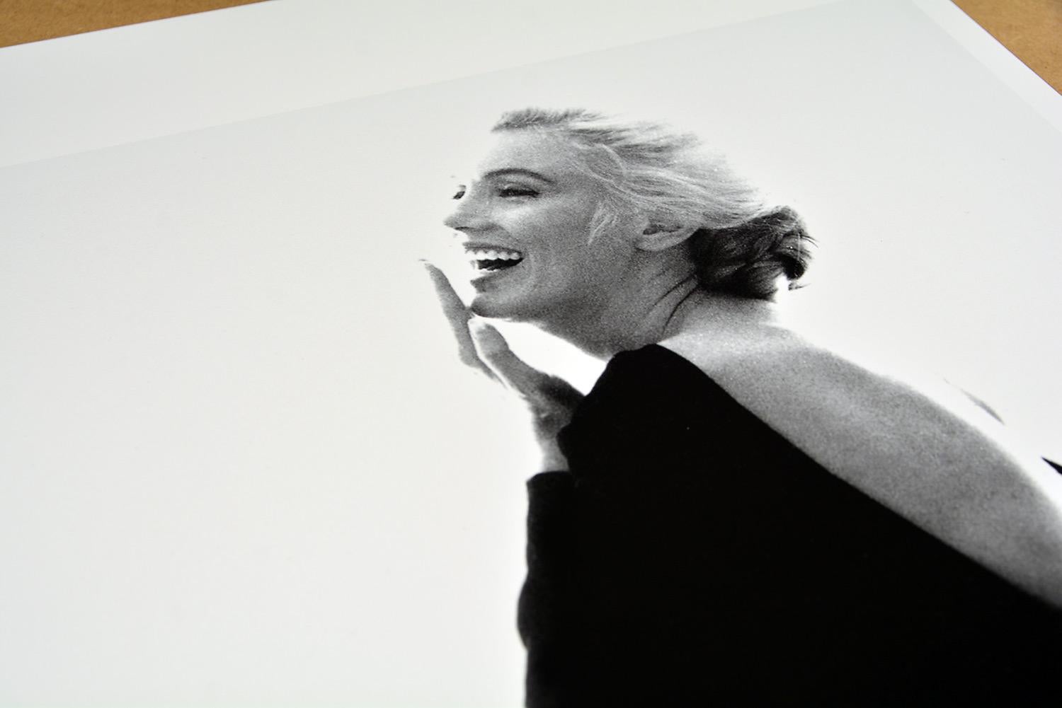 BERT STERN - THE LAST SITTING - MARILYN LAUGHING IN BLACK DIOR DRESS, 1962 - Black Black and White Photograph by Bert Stern