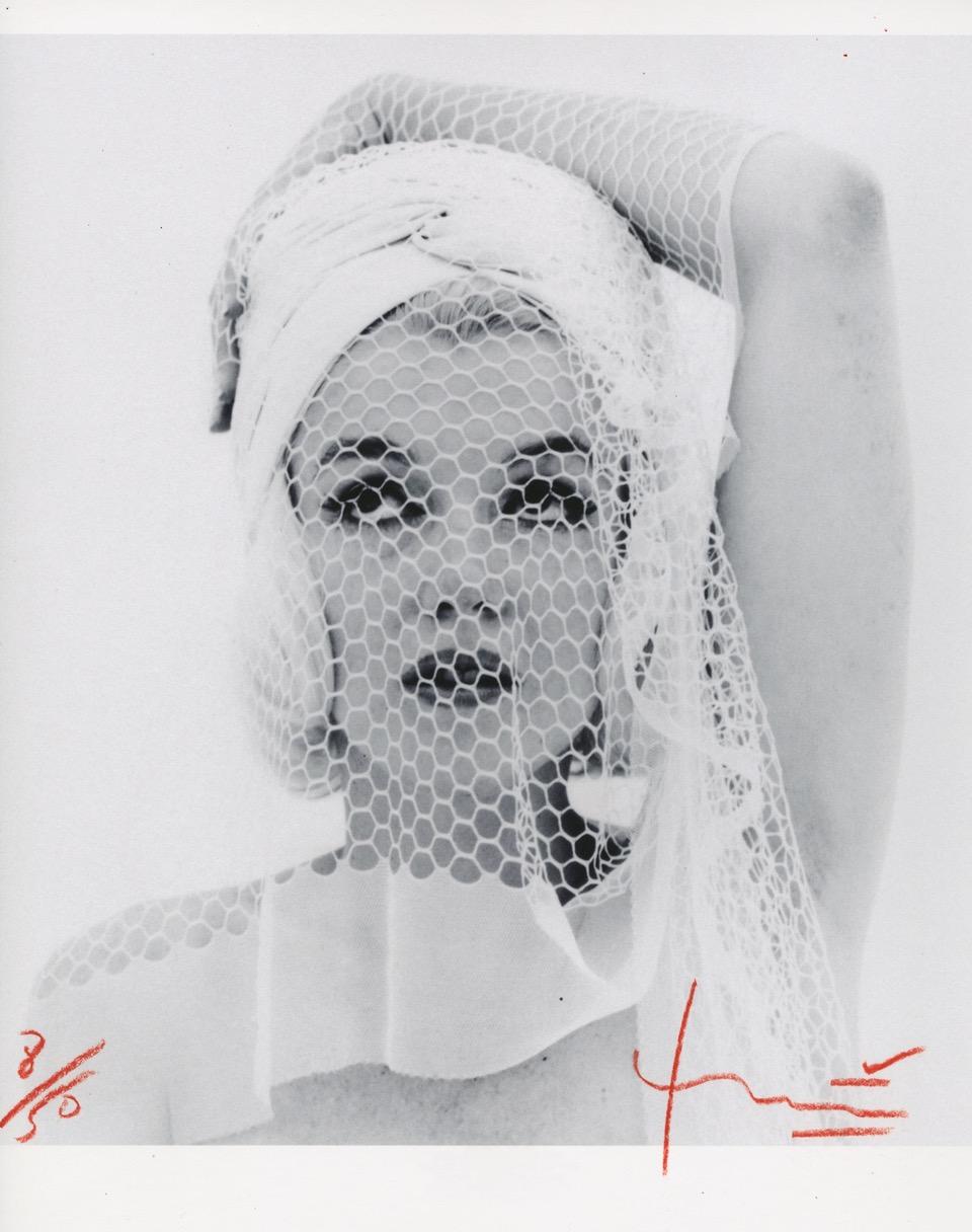 Bert Stern Portrait Photograph - Marilyn Looking up in the Wedding Veil 