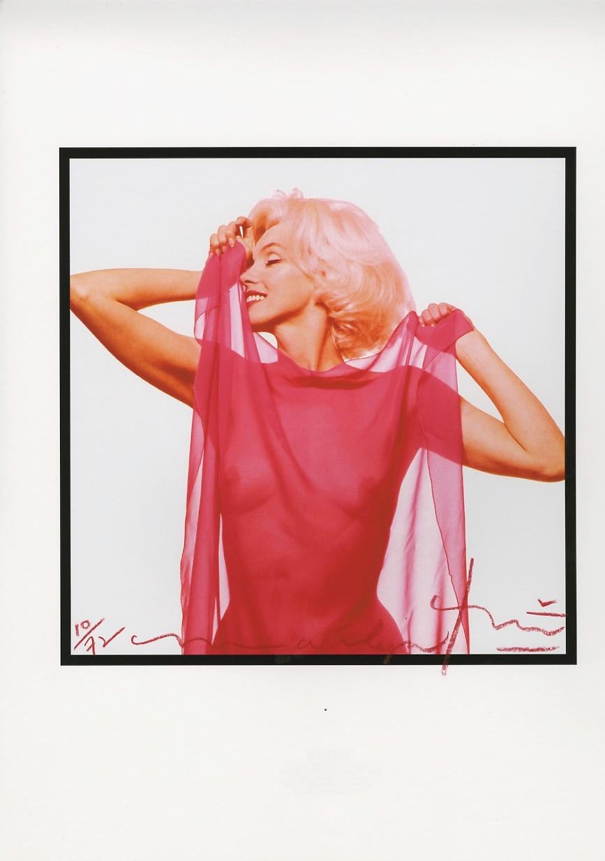 Marilyn Roter Schal im Profil  (Grau), Portrait Photograph, von Bert Stern