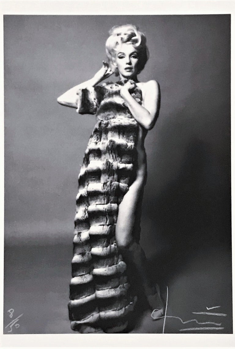 Bert Stern Black and White Photograph - Marilyn with Chinchilla Coat