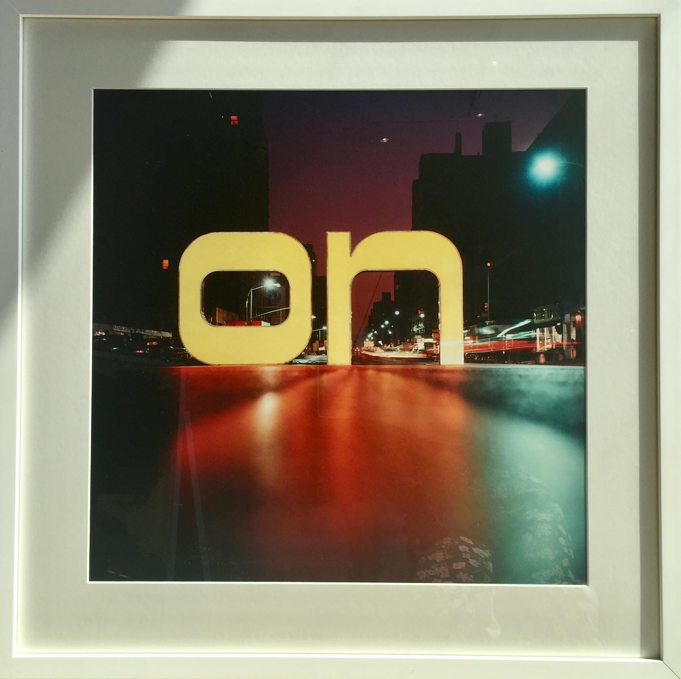 On First Sight, NYC, 1968
Shapes & Symbols, ON, Bright Yellow Lettering
City Photography, New York City Lights, New York at Night, Streetlights 
Archival Pigment Print 
Bert Stern, The Original Mad Man
Photographers of the 20th Century, Mid-Century