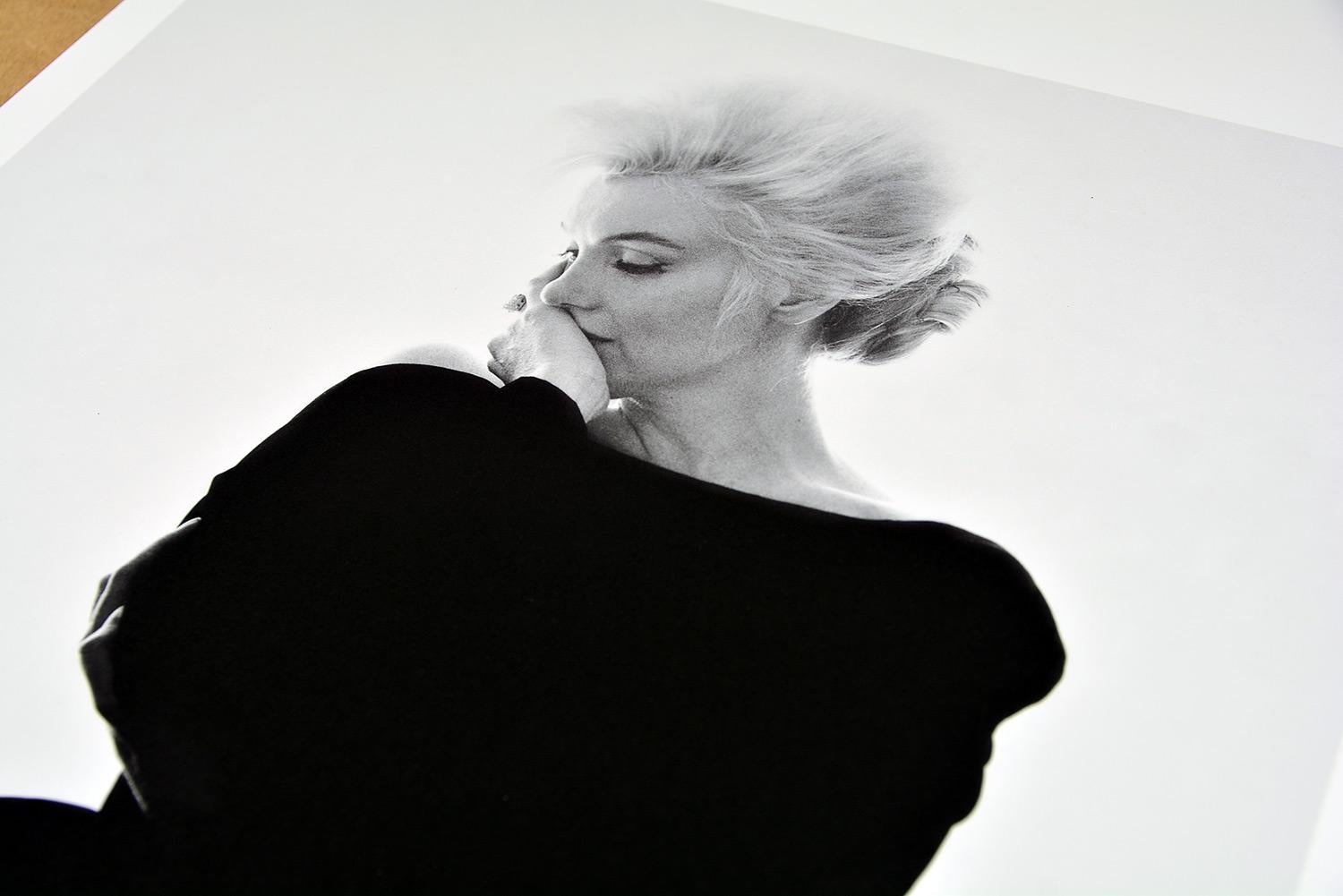 THE LAST SITTING - MARILYN IN BLACK DIOR DRESS, 1962

Date of creation: 2011
Medium: Iris pigment print
Edition: 72
Size: 48 x 33 cm
Condition: In perfect condition, never framed
Description:  This is an iris print on photographic paper hand signed