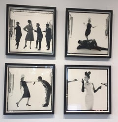Triplets Edward, Dennis, Michael Magid Dancing with Model In Jersey Coat, 1963