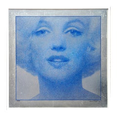 "Marilyn (Head Shot)" Ritratto in serigrafia blu su lamina d'argento Ed. 47/100