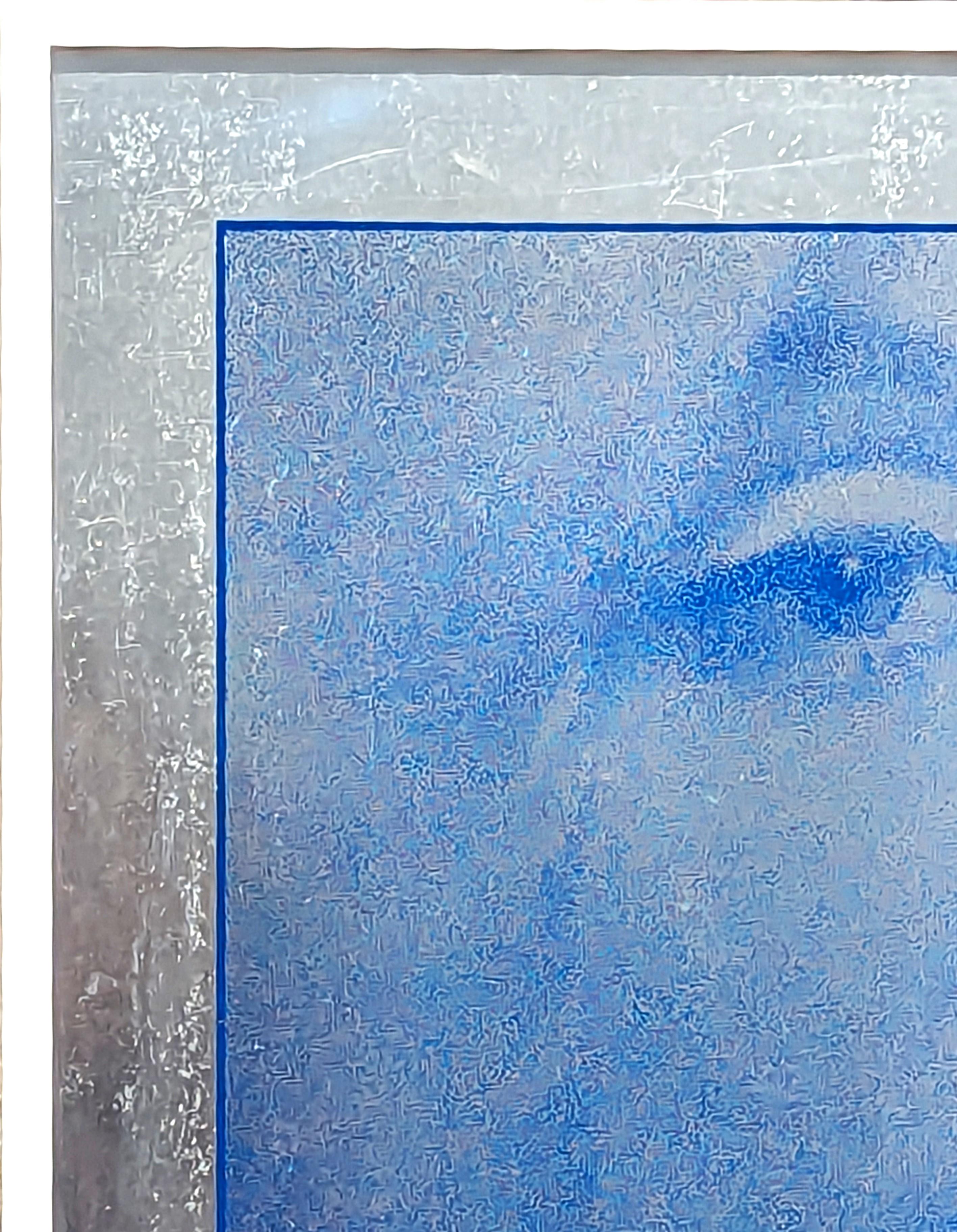 “Marilyn (Head Shot)” Blue Silkscreen Portrait Print on Silver Foil Ed. 47/100 For Sale 1