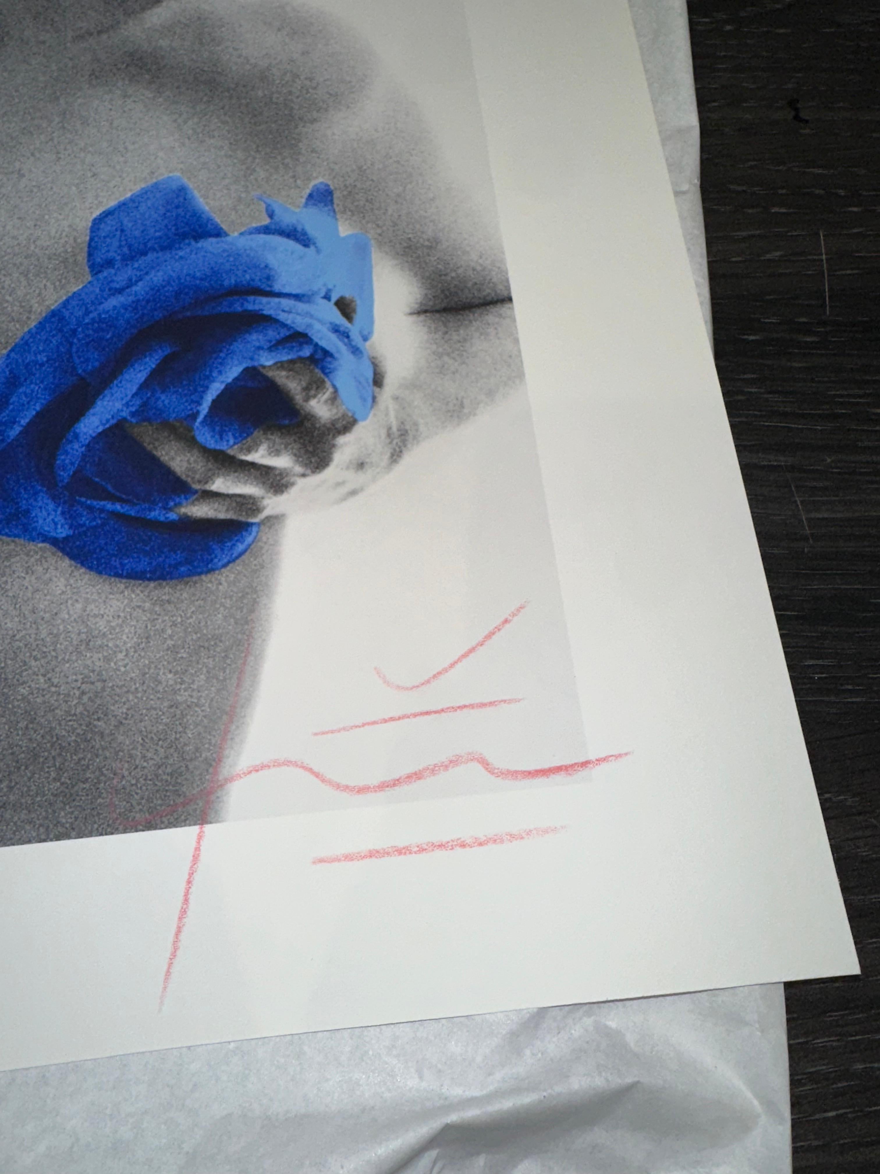 Marilyn With Blue Roses - Print by Bert Stern