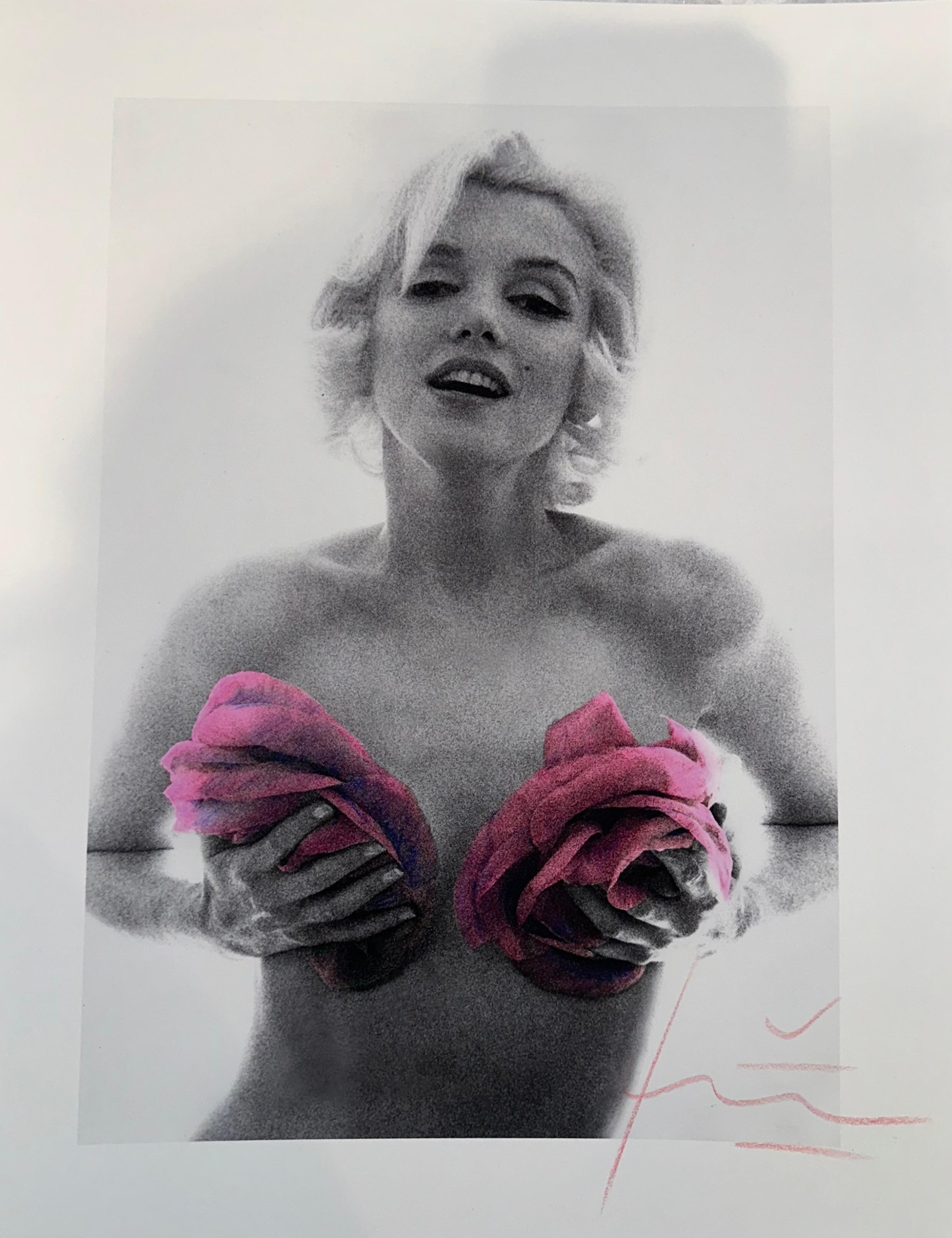 Bert Stern Figurative Print - Marilyn With Pink Roses