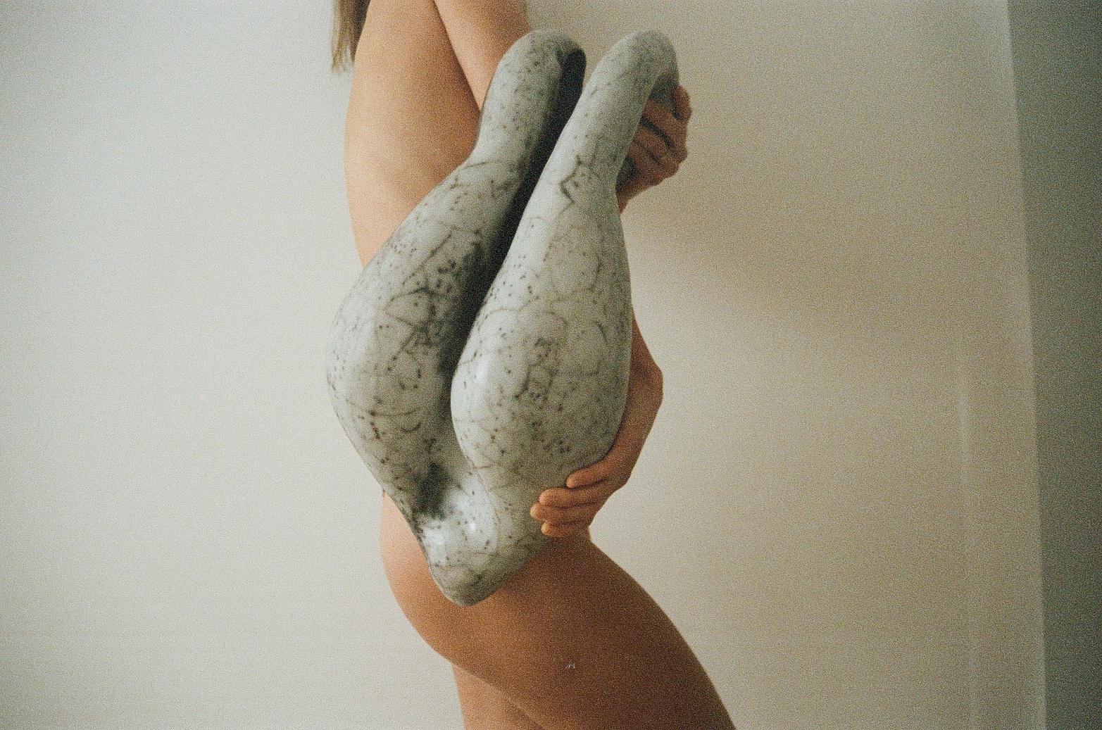 Yegua - Brown Abstract Sculpture by Berta Blanca Ivanow