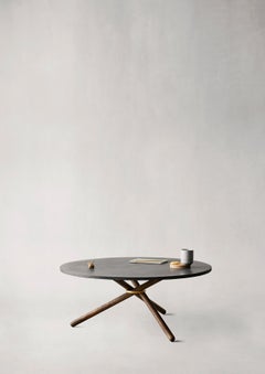Berta Dark Concrete Top and Dark Oak Legs Coffee Table by Eberhart Furniture