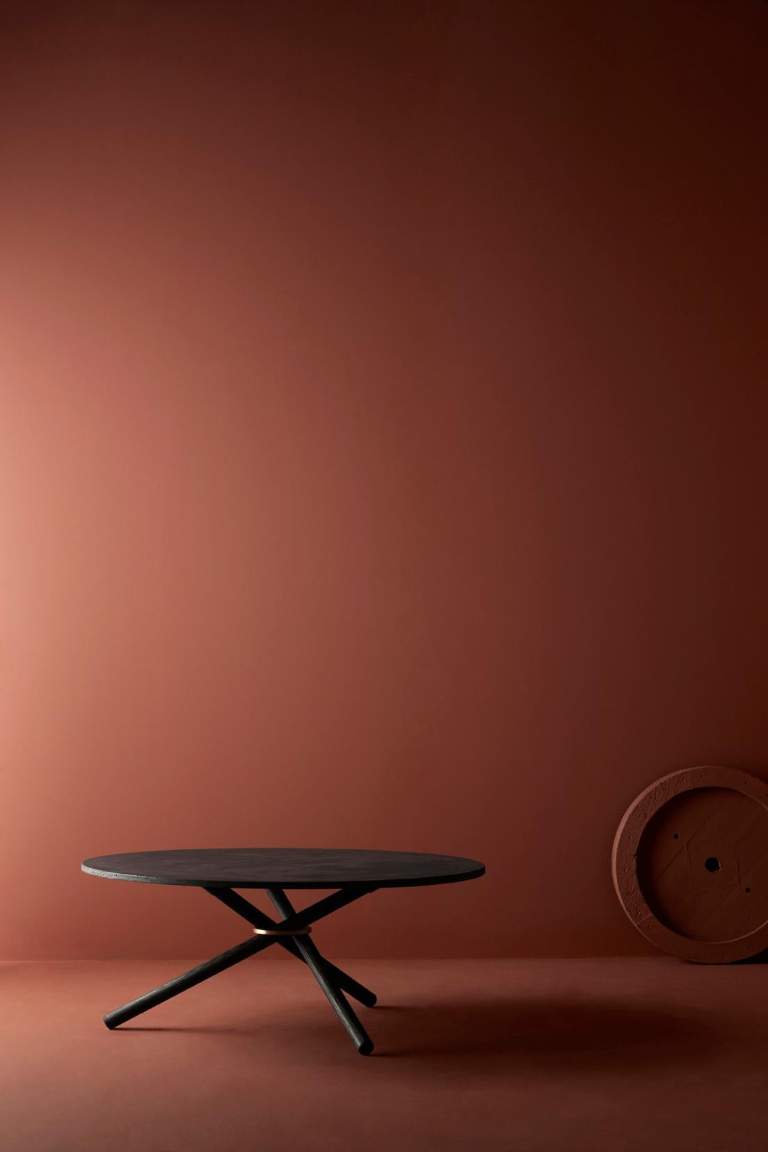 Moderne Berta Dark Concrete Top and Dark Oak Legs Coffee Table by Eberhart Furniture en vente