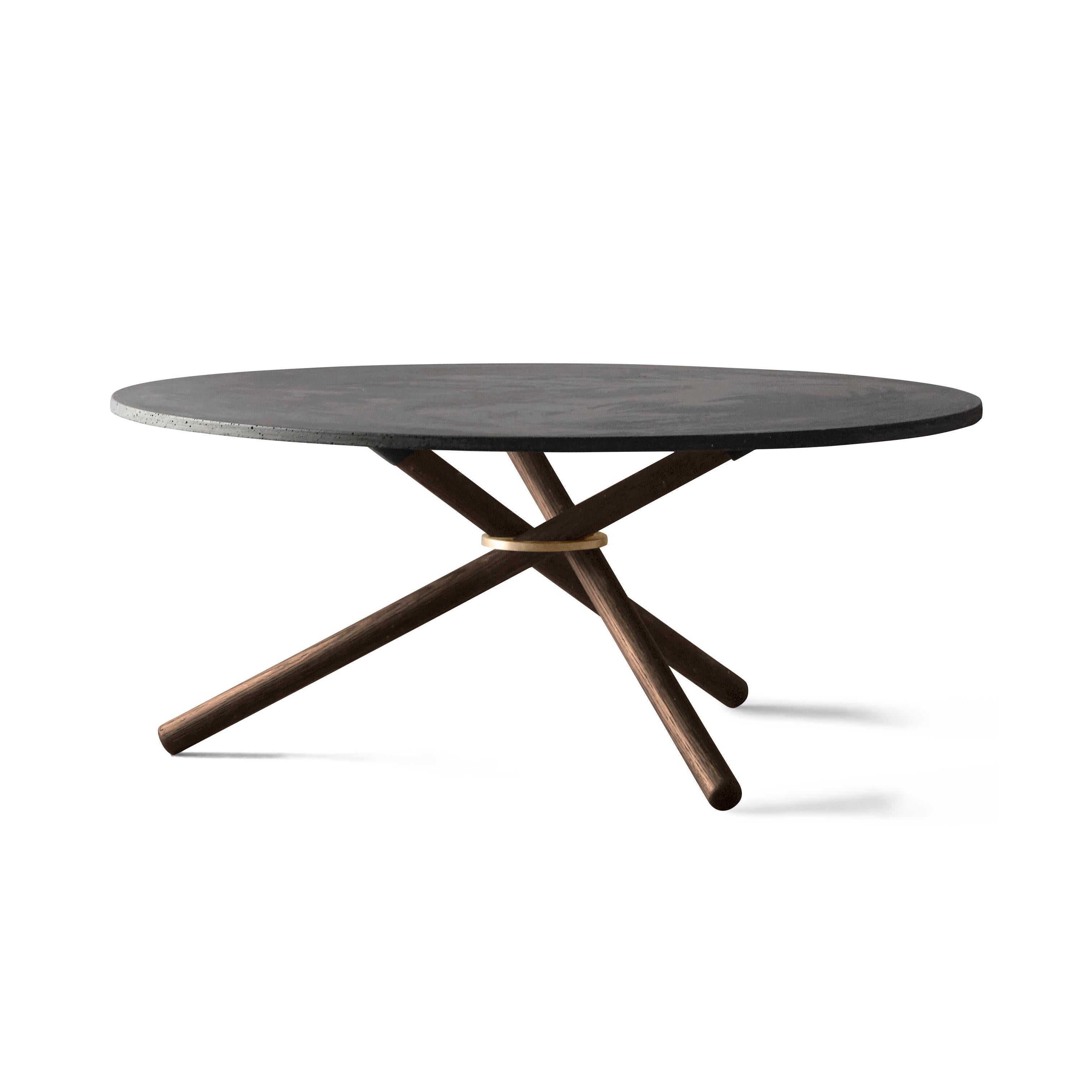 Berta Dark Concrete Top and Dark Oak Legs Coffee Table by Eberhart Furniture Neuf - En vente à Geneve, CH