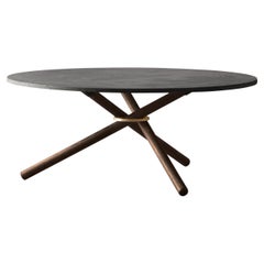 Berta Dark Concrete Top and Dark Oak Legs Coffee Table by Eberhart Furniture