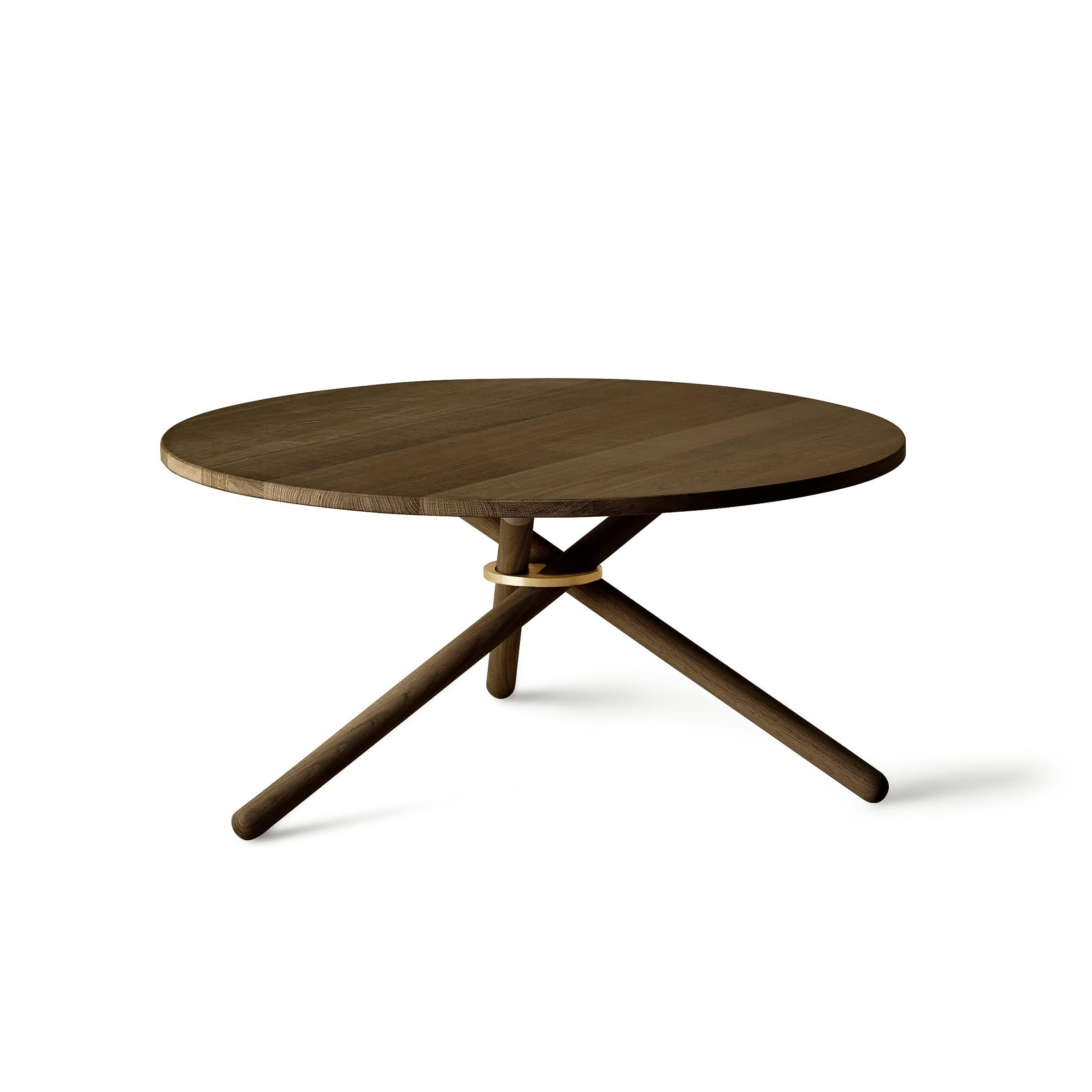 Berta Dark Oak Coffee Table by Eberhart Furniture
Dimensions: D 90 x H 38 cm.
Materials: Dark oak, brass.

Available in other finishes. Please contact us.

Bertha, a sleek coffee table that is perfect for modern interiors. The table comprises three