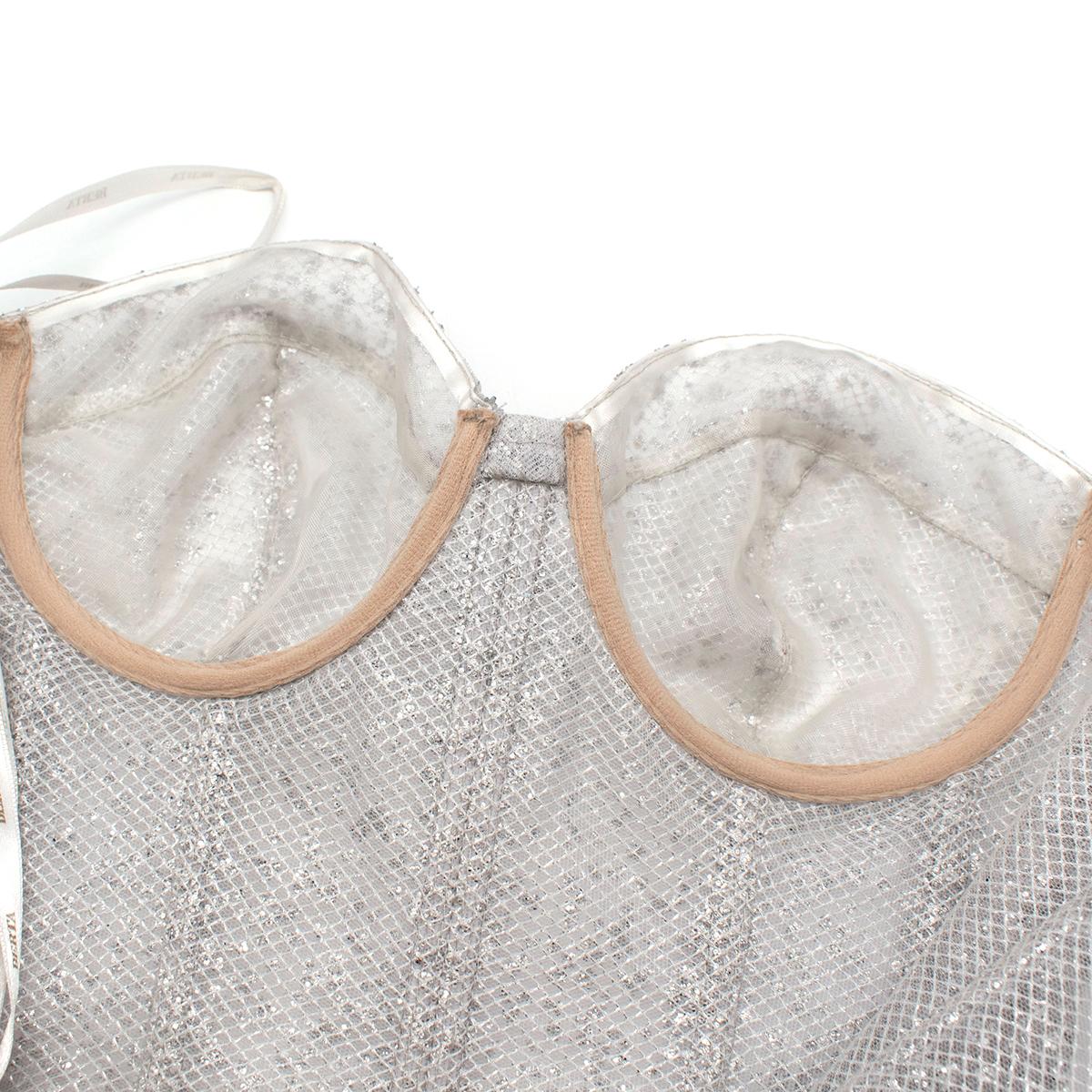 Women's Berta Embellished Silver Mesh Strapless Corset Dress - Size US 4