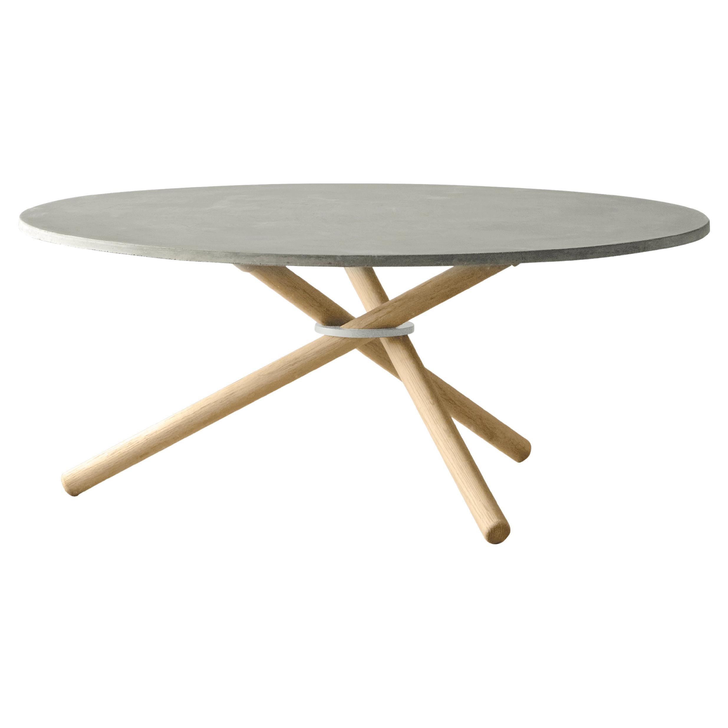 Berta Light Concrete Top and Light Oak Legs Coffee Table by Eberhart Furniture