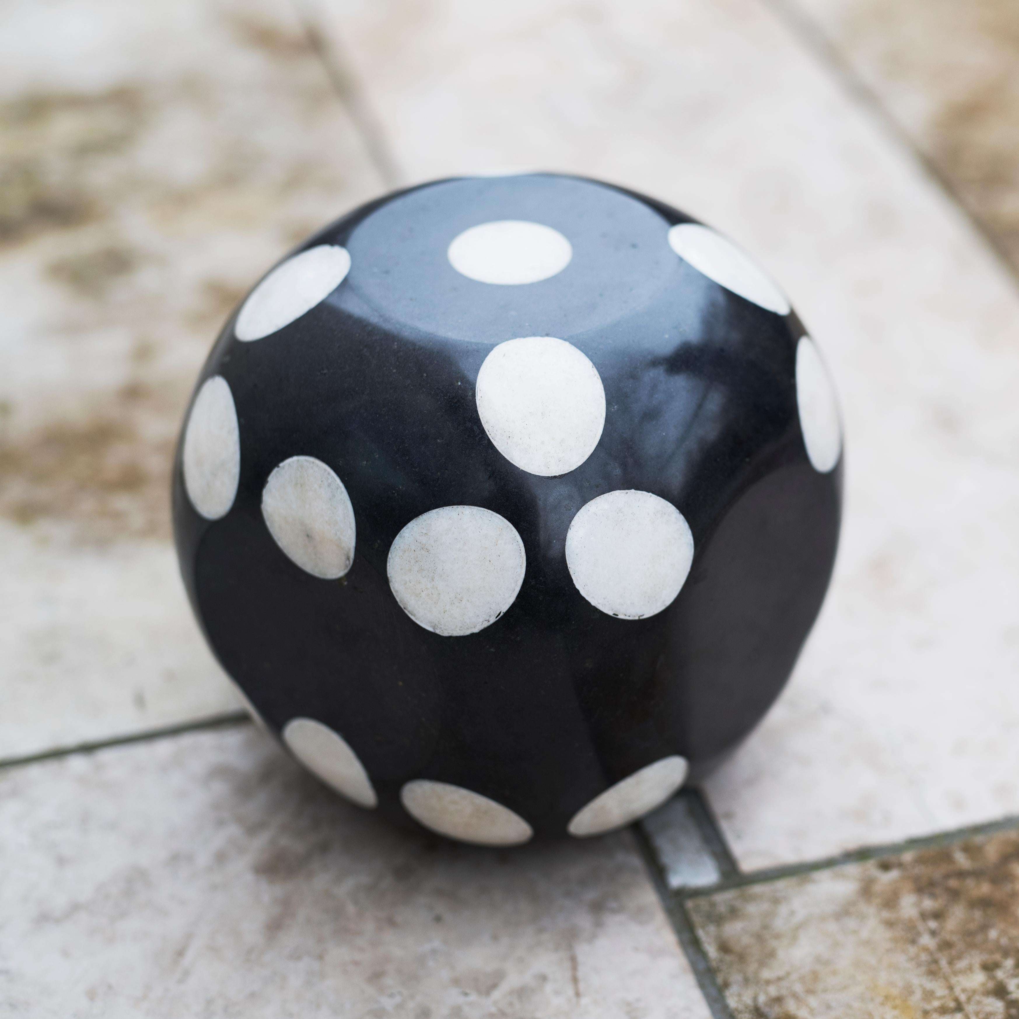 (4 pieces) Rolling dice/Turning luck, Marble Sculpture, Suitable for Outdoors - Gray Abstract Sculpture by Bertalan Andrasfalvy