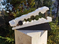 Tête d'alligator fossile II, Sculpture originale contemporaine