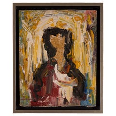 Bertalan Bodnar Signed Abstract Figurative Expressive Woman Oil Painting Canvas