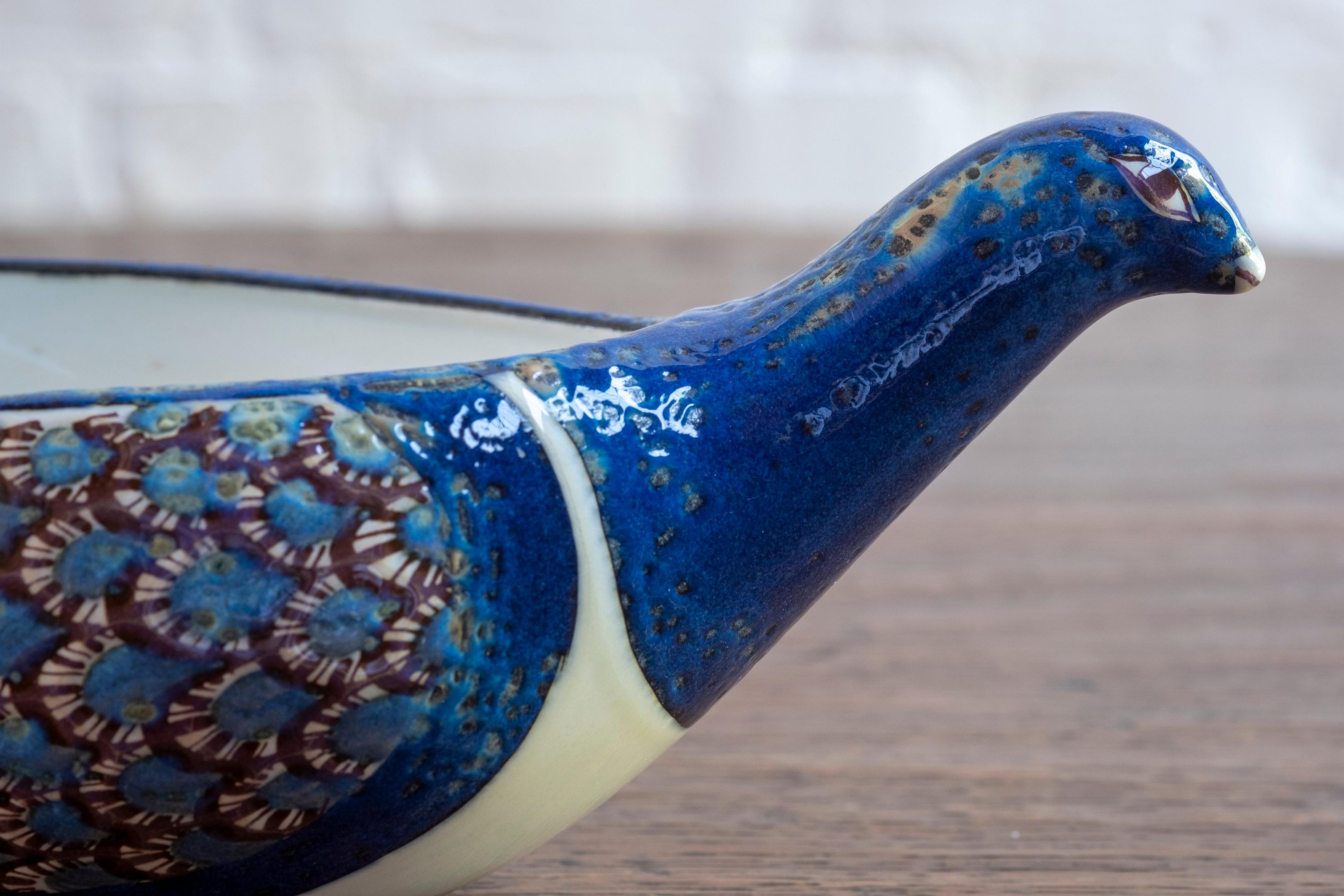 Plat à oiseaux en faïence de Berte Jessen pour Royal Copenhagen, années 1970 Danemark en vente 1
