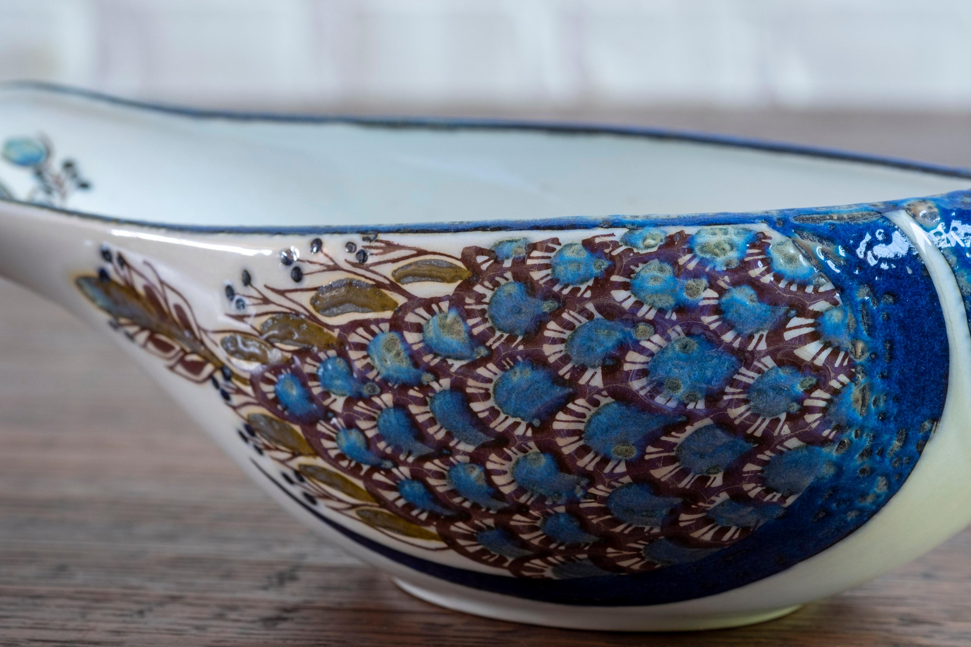 Plat à oiseaux en faïence de Berte Jessen pour Royal Copenhagen, années 1970 Danemark en vente 2