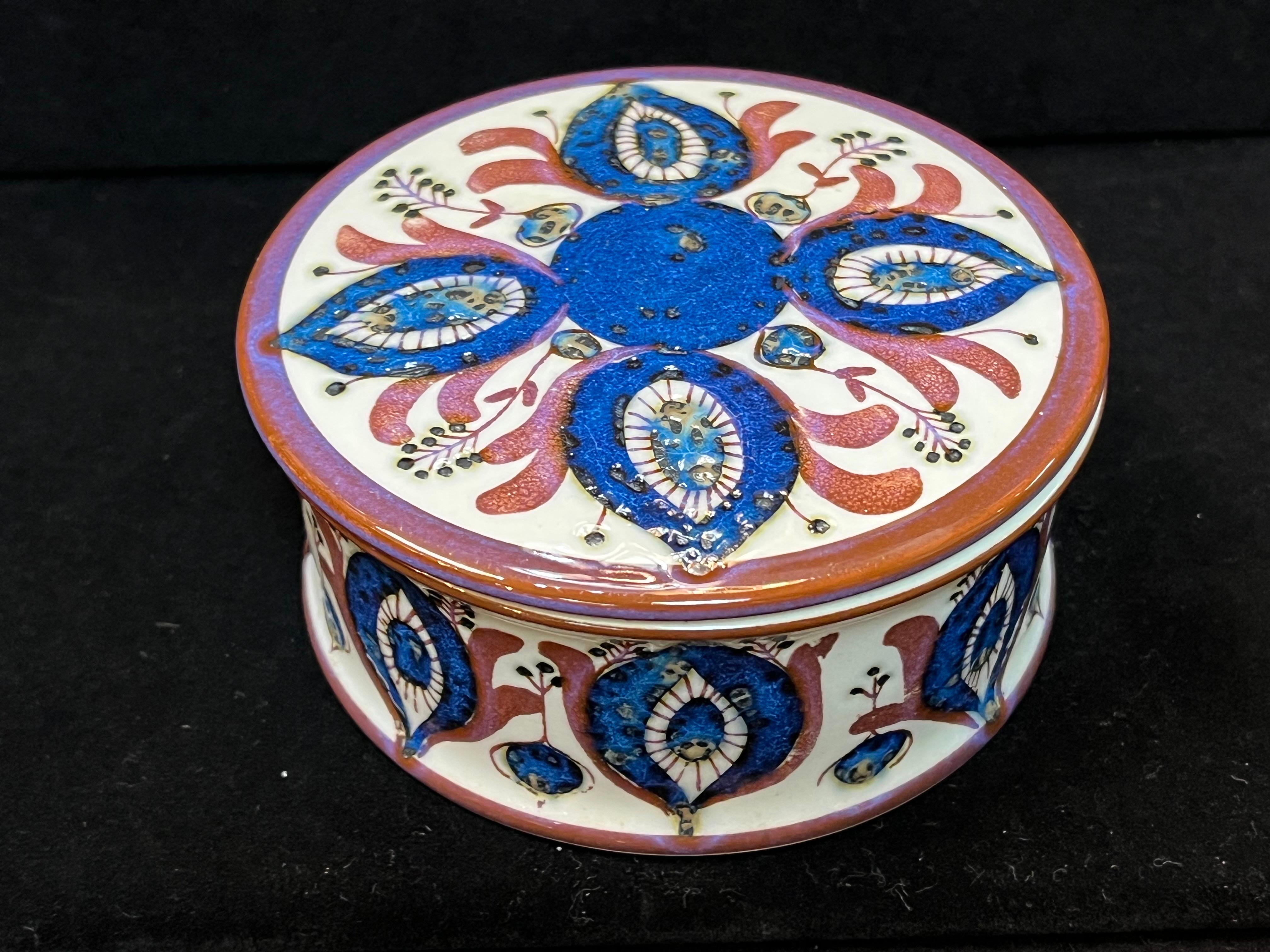 Glazed Berte Jessen for Royal Copenhagen Faience Danish Modern Lidded Ceramic Box For Sale