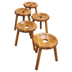 Bertel Gardberg, A Set of 5 Finnish 'Doughnut' Stools in Pine, Normark 1960s