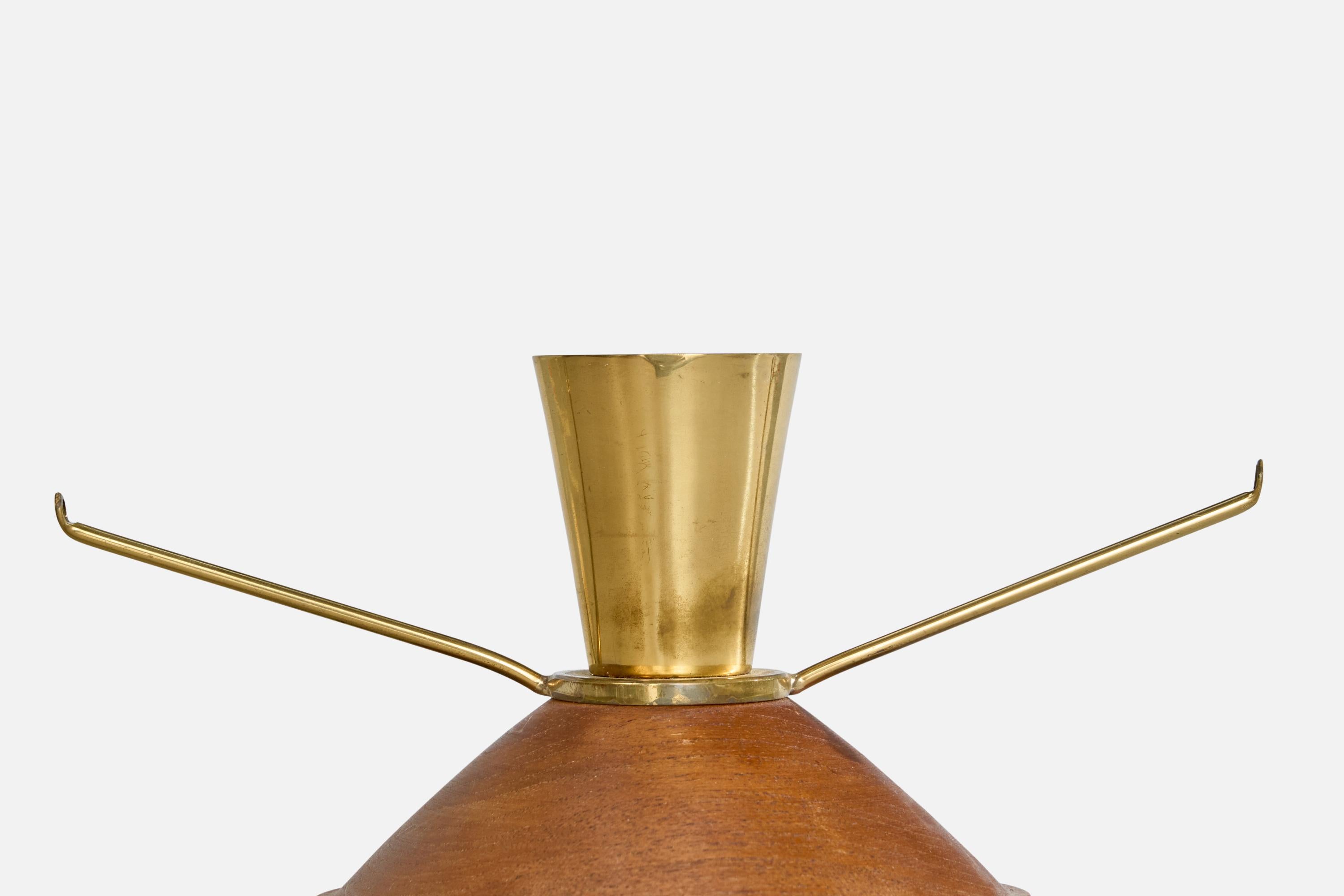 Bertel Gardberg, Table Lamp, Teak, Brass, Paper, Finland, 1960s For Sale 1
