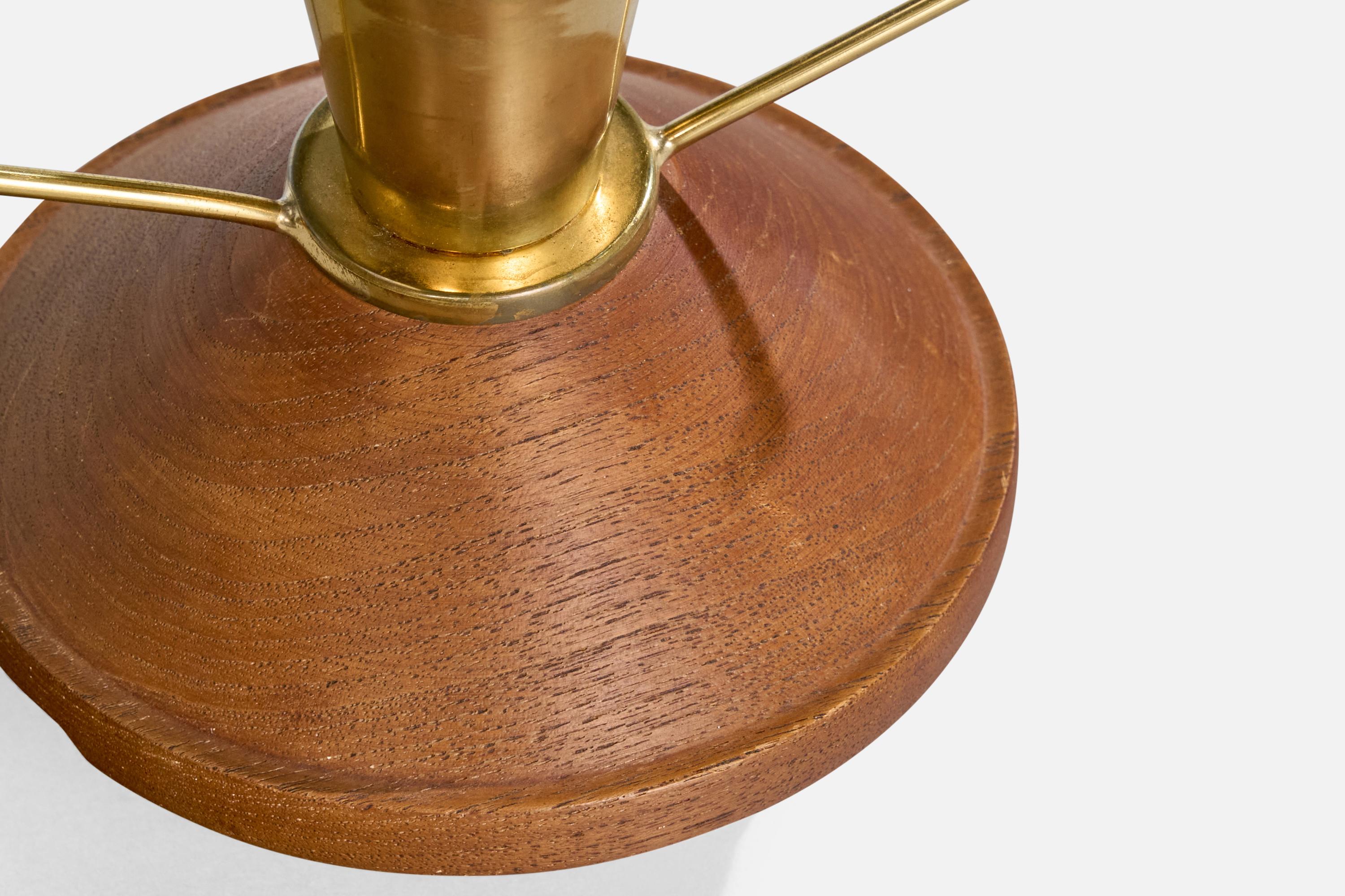 Bertel Gardberg, Table Lamp, Teak, Brass, Paper, Finland, 1960s For Sale 2