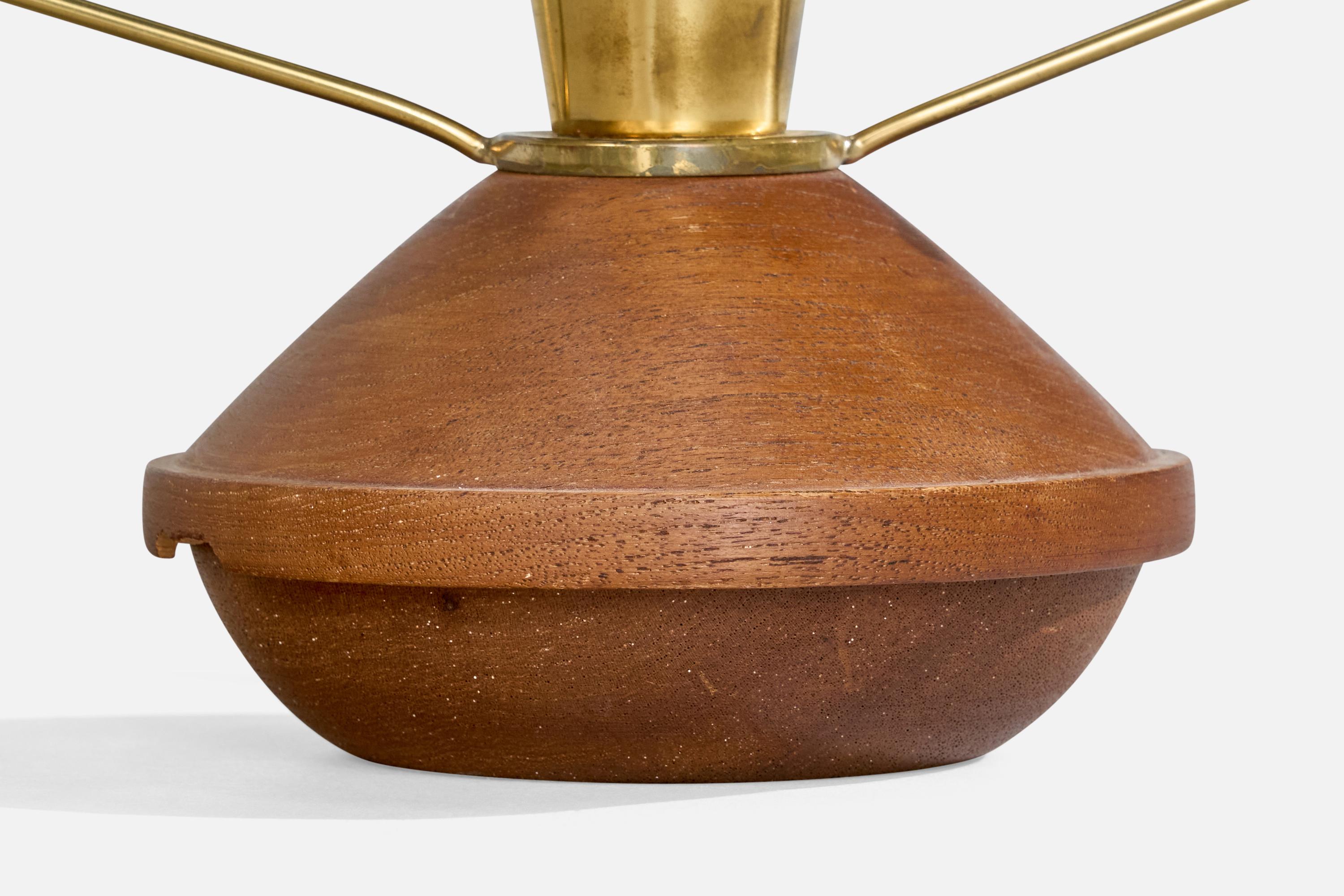 Bertel Gardberg, Table Lamp, Teak, Brass, Paper, Finland, 1960s For Sale 3