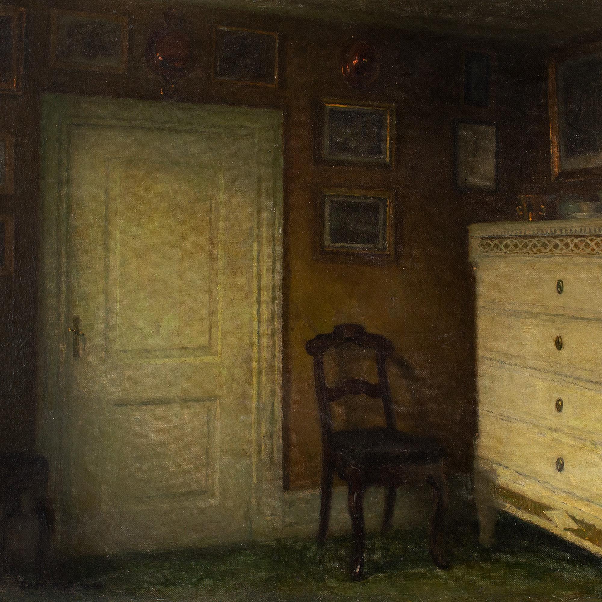 Bertel Hansen-Svaneke, Interior, Oil Painting For Sale 4