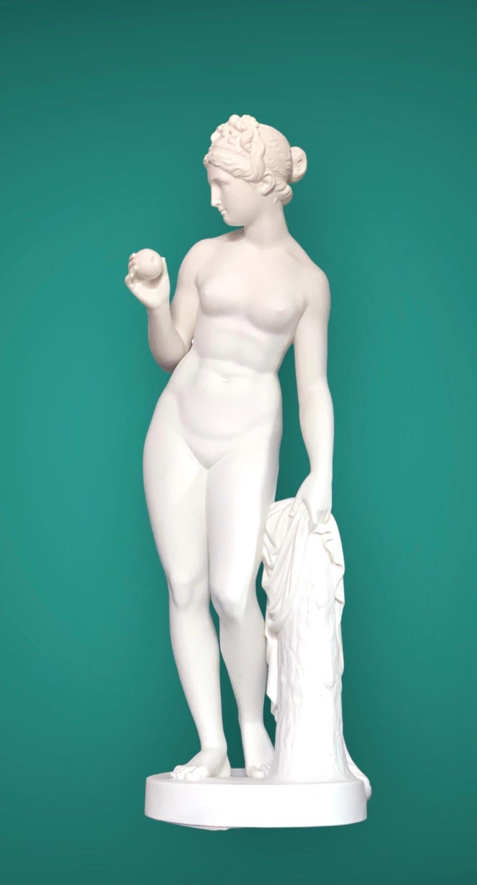Bertel Thorvaldsen  Nude Sculpture - Venus with Apple, after Thorvaldsen , large Bisque Figure Gustavsberg Manufactur