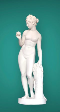 Antique Venus with Apple, after Thorvaldsen , large Bisque Figure Gustavsberg Manufactur