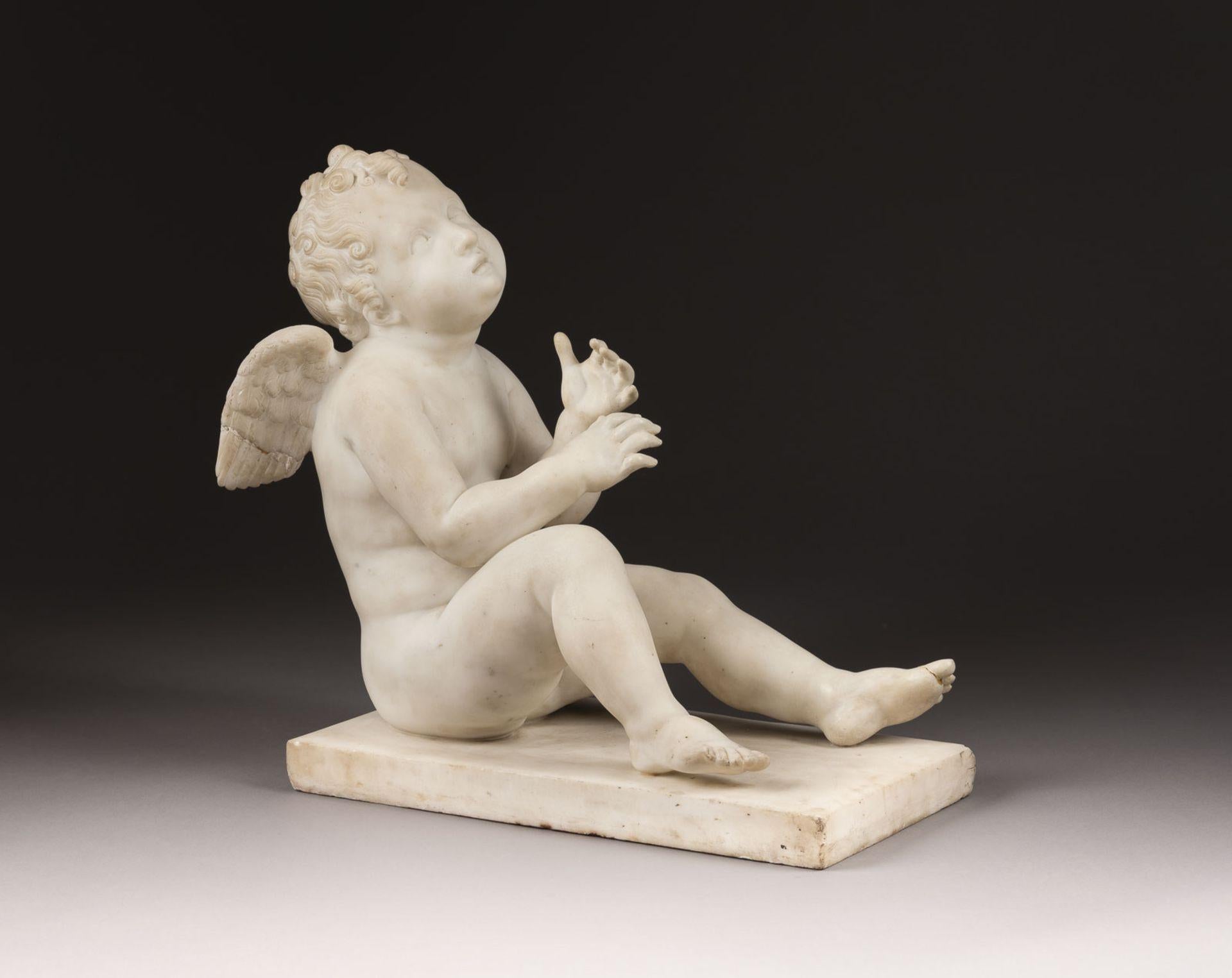 Bertel Thorvaldsen Figurative Sculpture – Attr. Bertel Thorvalsden (1770-1844) WINGED CUPID, Italien, 19. Jahrhundert