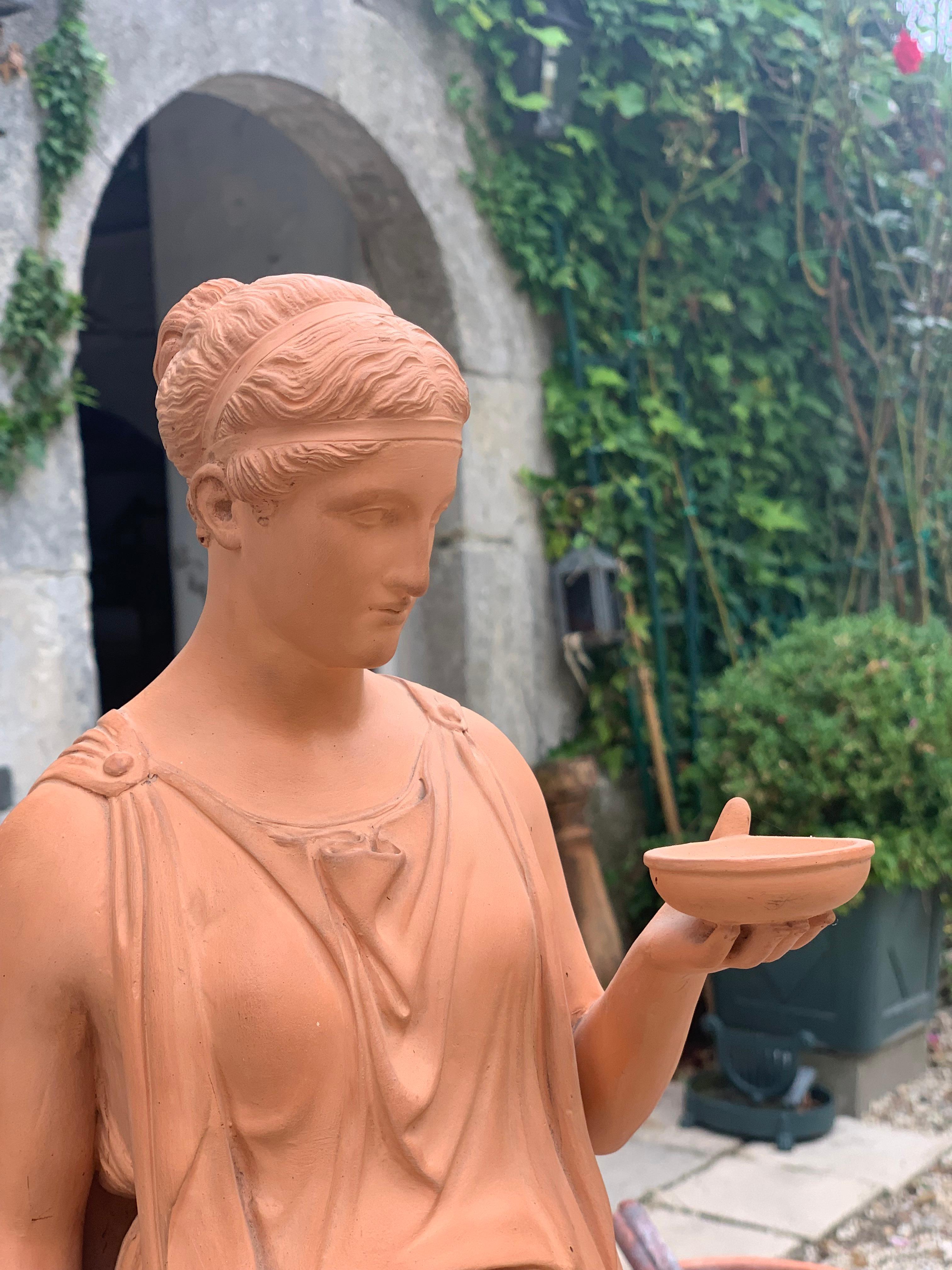 Ebe, serva degli dei, dopo Thorvaldsen grande figura in terracotta Hjorth Manufact - Sculpture di Bertel Thorvaldsen