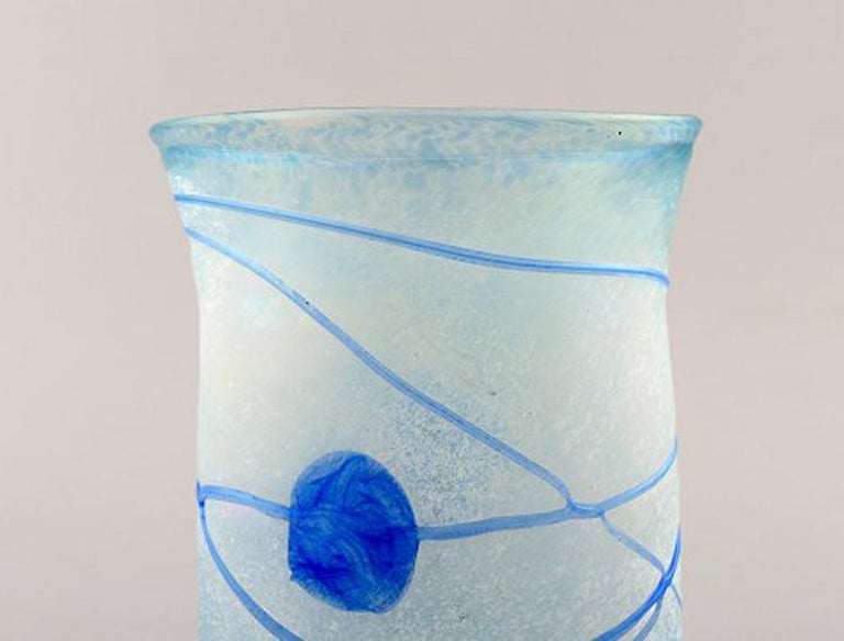Swedish Bertel Vallien for Kosta Boda, Sweden, Vase in Light Blue Mouth Blown Art Glass