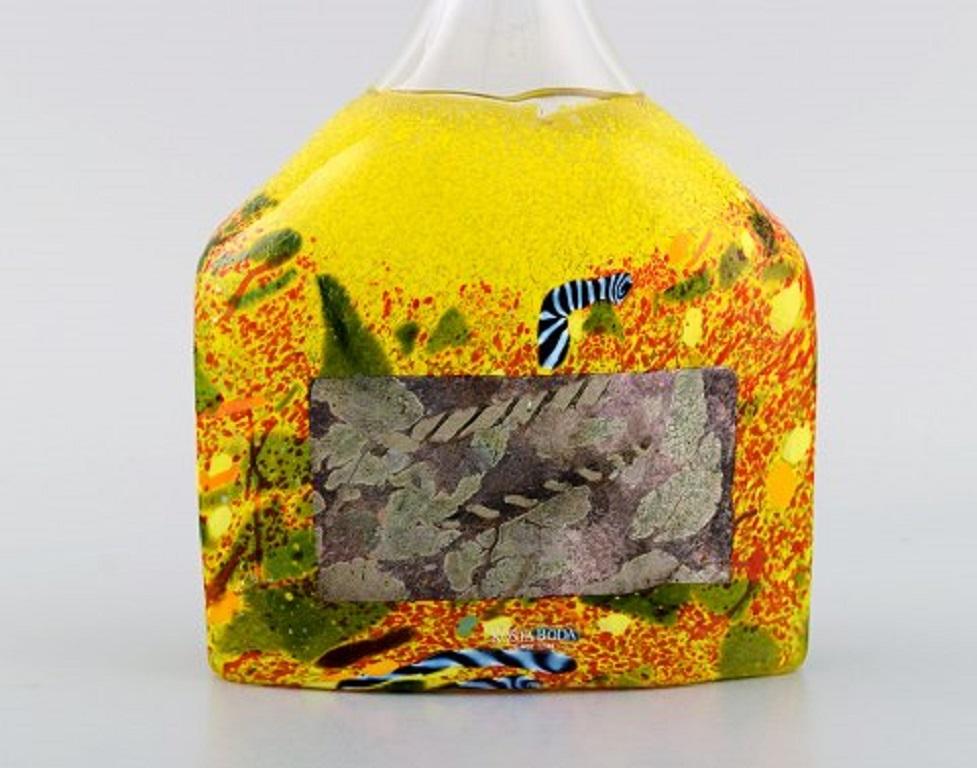 Swedish Bertel Vallien for Kosta Boda, Unique Vase in Mouth Blown Art Glass, 1980s