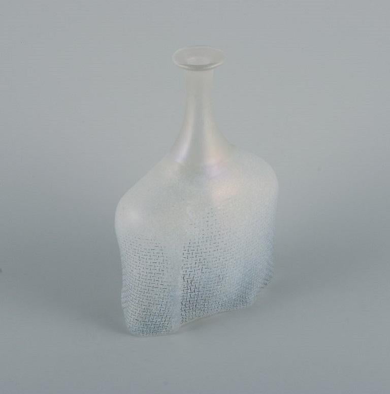 Swedish Bertel Vallien for Kosta Boda, Vase / Bottle with Blue Tones in Art Glass For Sale