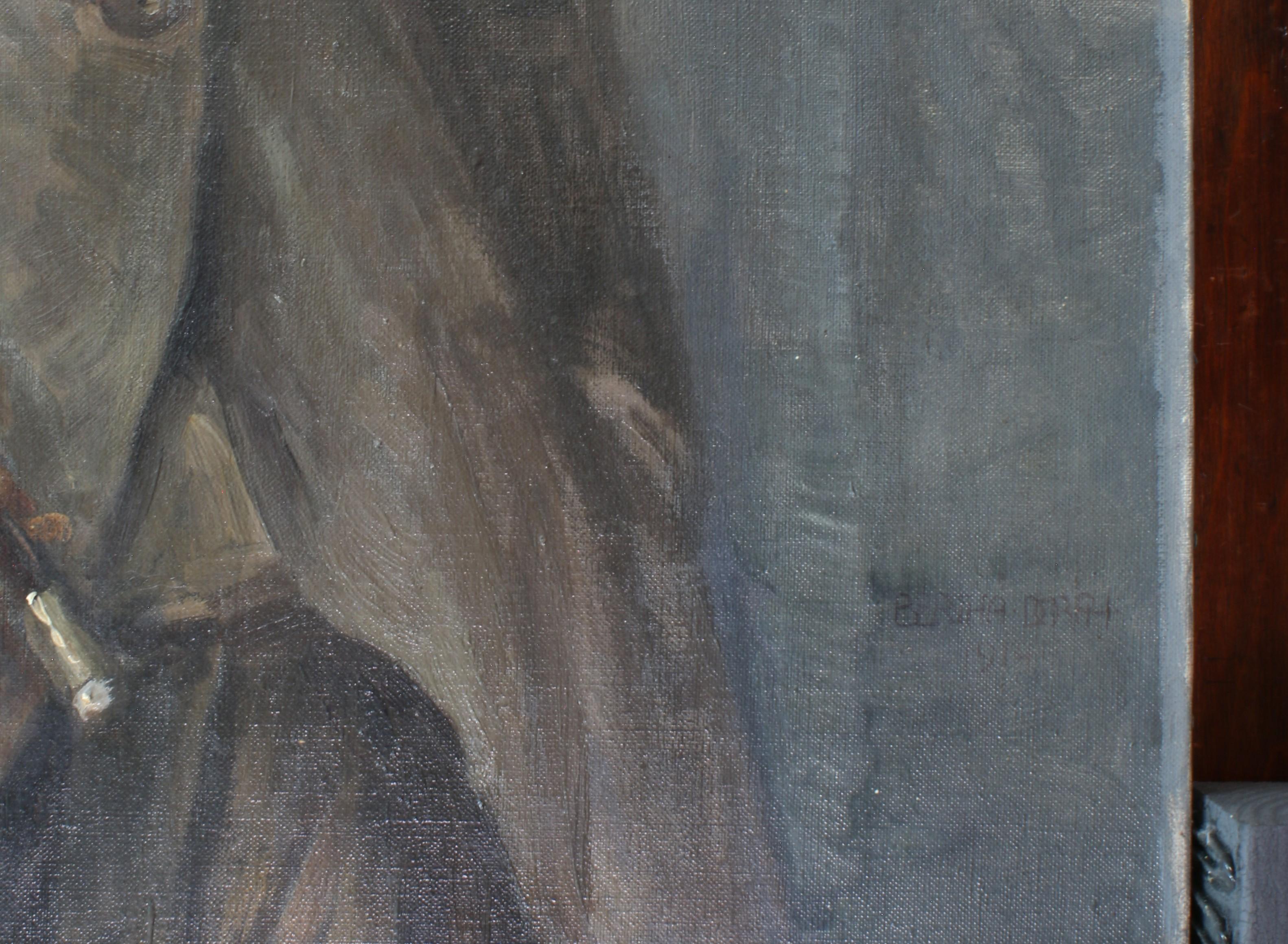 Junge Dame in Reitkleidung (Schwarz), Portrait Painting, von  Bertha Dorph