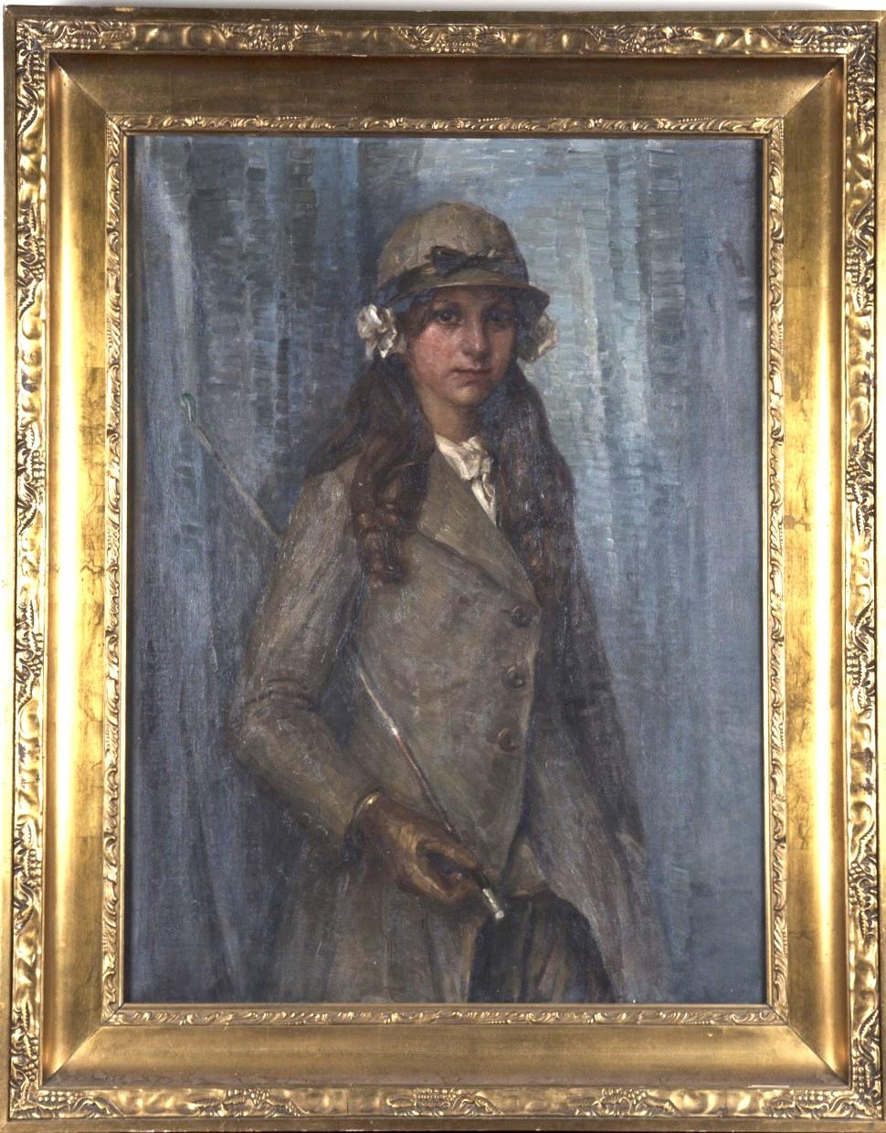  Bertha Dorph Portrait Painting – Junge Dame in Reitkleidung