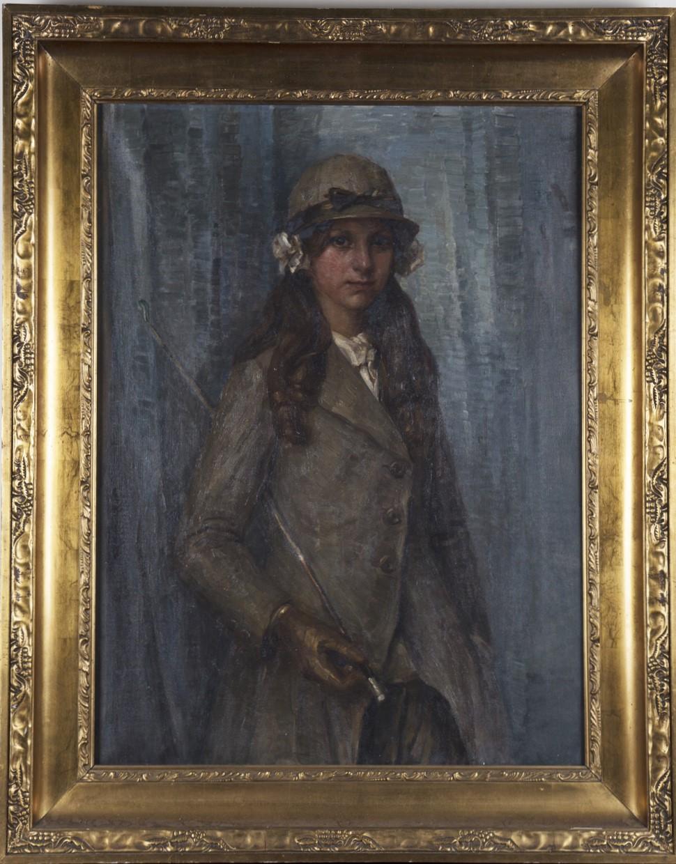 Junge Dame in Reitkleidung – Painting von  Bertha Dorph