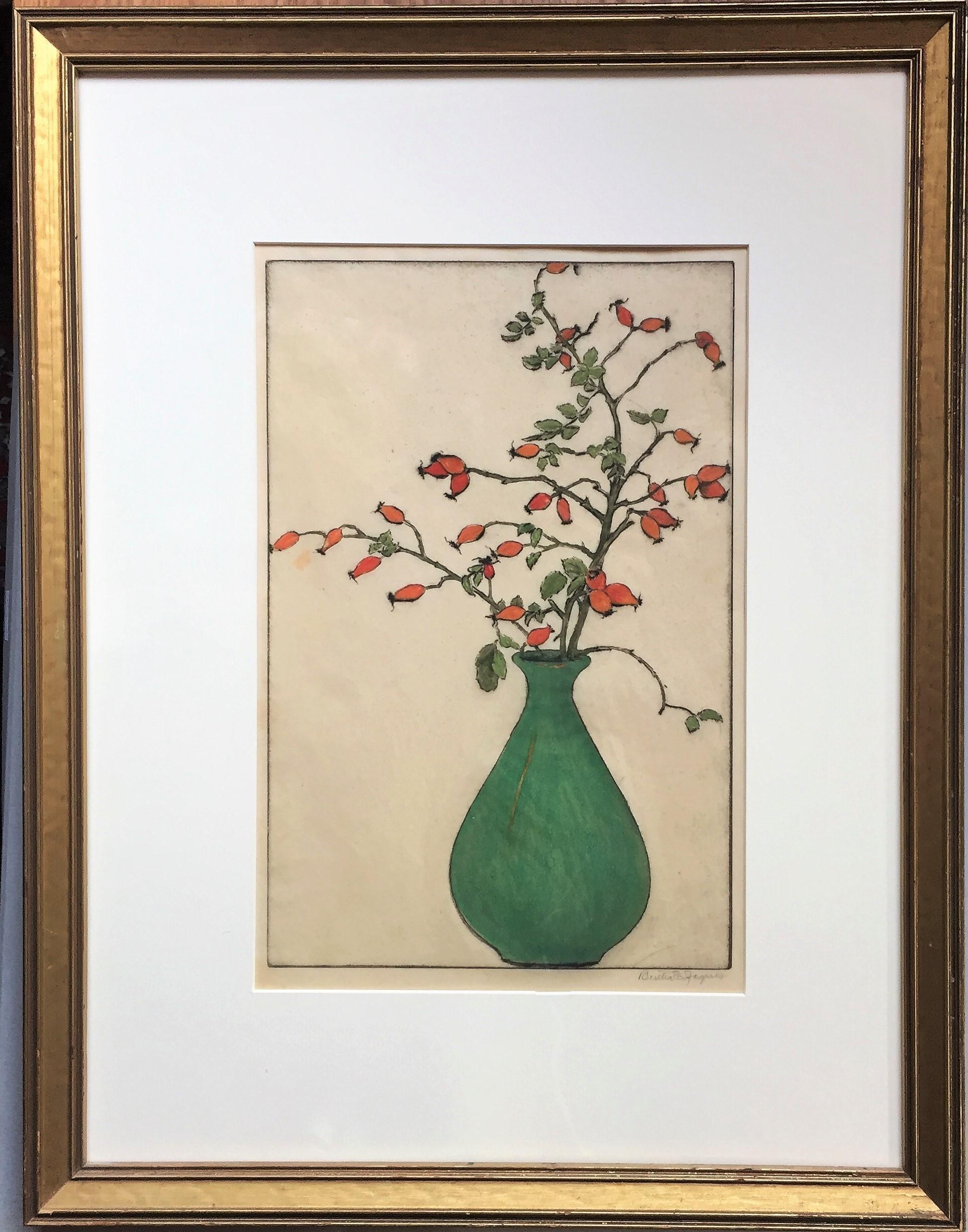 Red Haws - American Modern Print by Bertha Evelyn Clausen Jaques