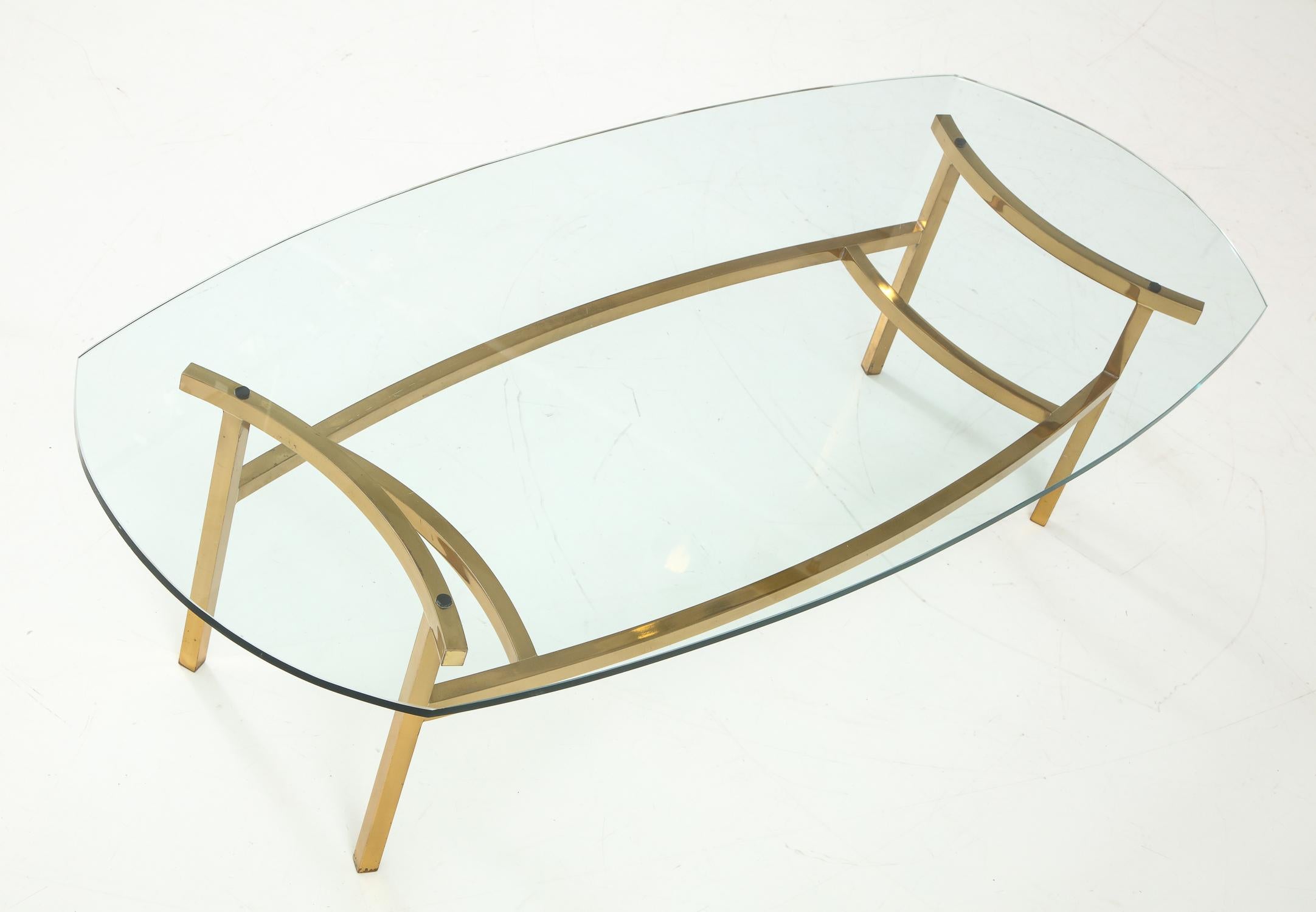 American Bertha Schaefer Brass and Glass Cocktail Table for M. Singer and Sons For Sale
