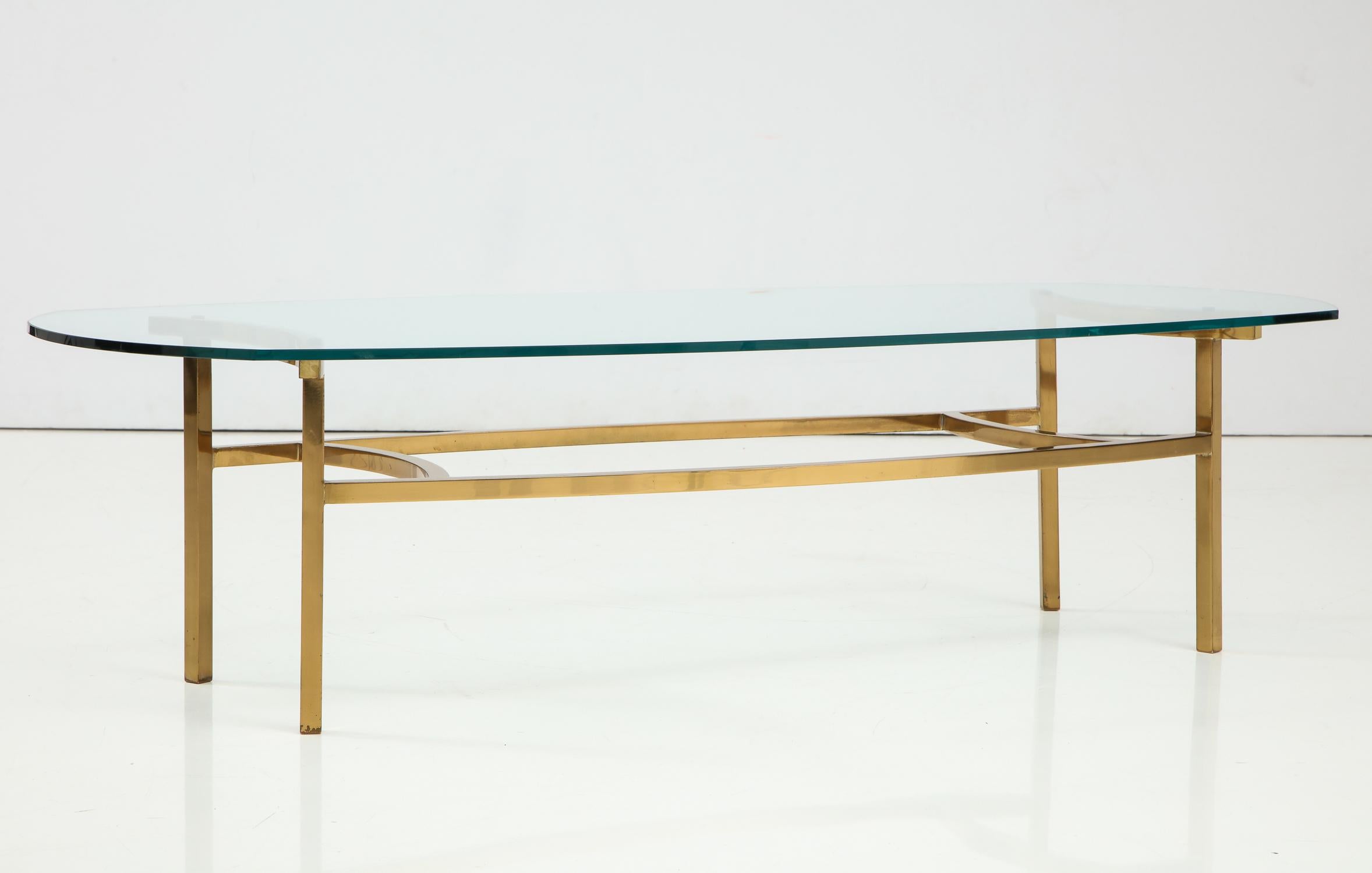 Bertha Schaefer Brass and Glass Cocktail Table for M. Singer and Sons In Good Condition For Sale In New York, NY