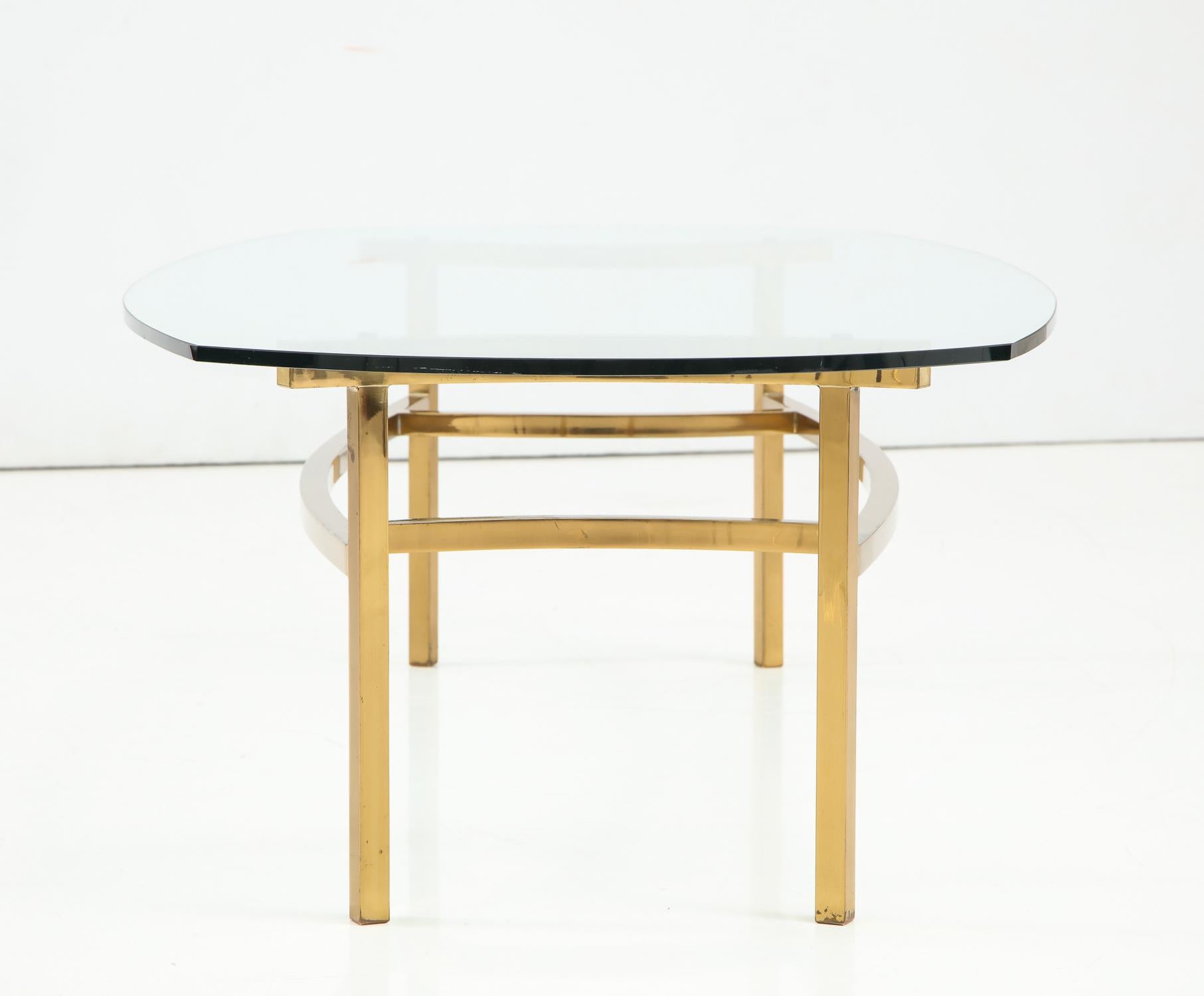 Mid-20th Century Bertha Schaefer Brass and Glass Cocktail Table for M. Singer and Sons For Sale