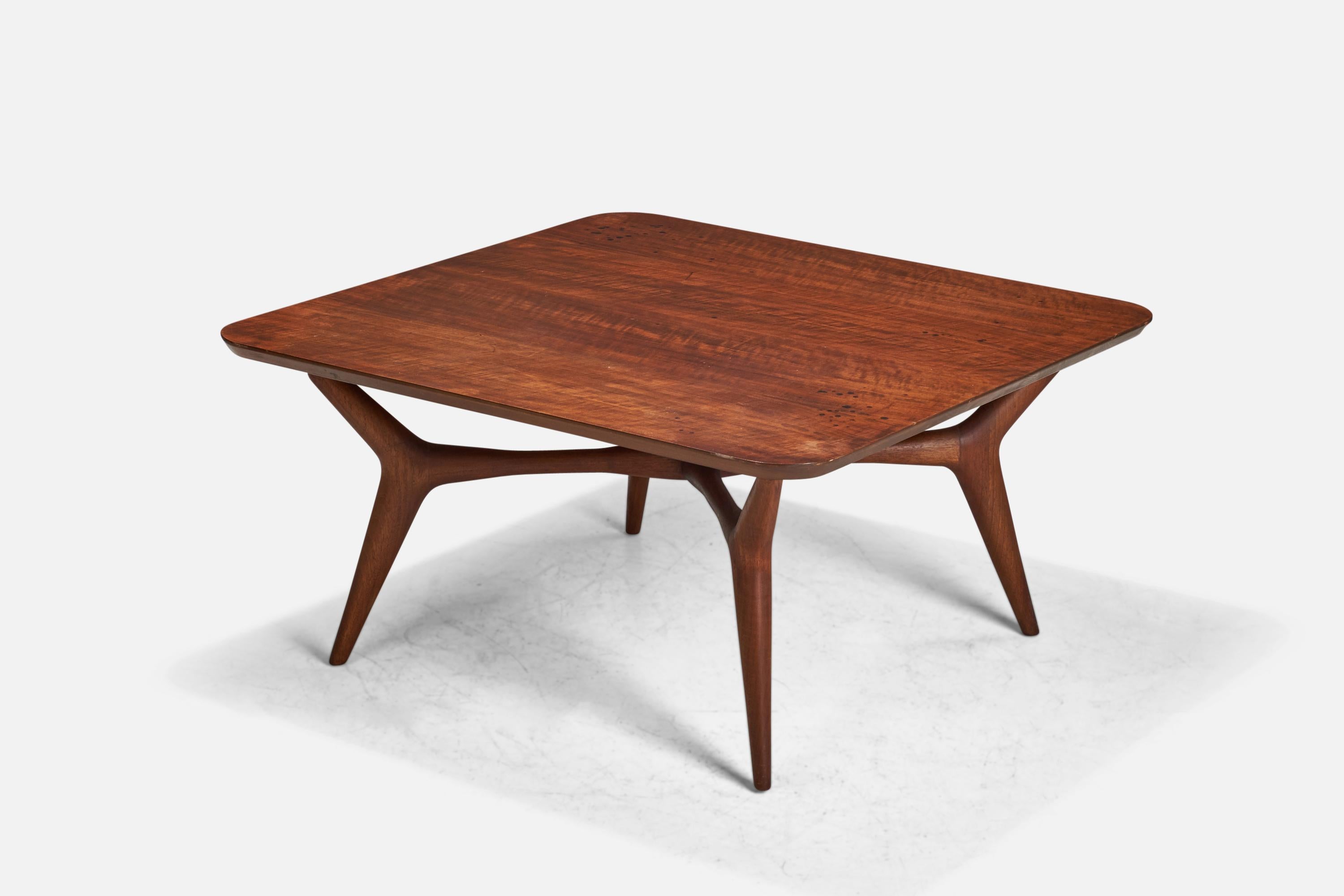 A walnut coffee table designed by Bertha Schaefer and produced by Singer & Sons, USA, 1950s.